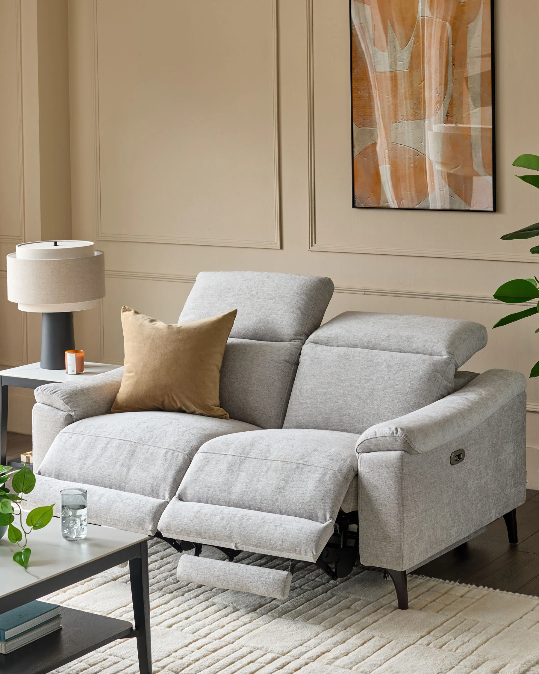 Serene Grey Fabric 2 Seater Recliner Sofa - Image 5