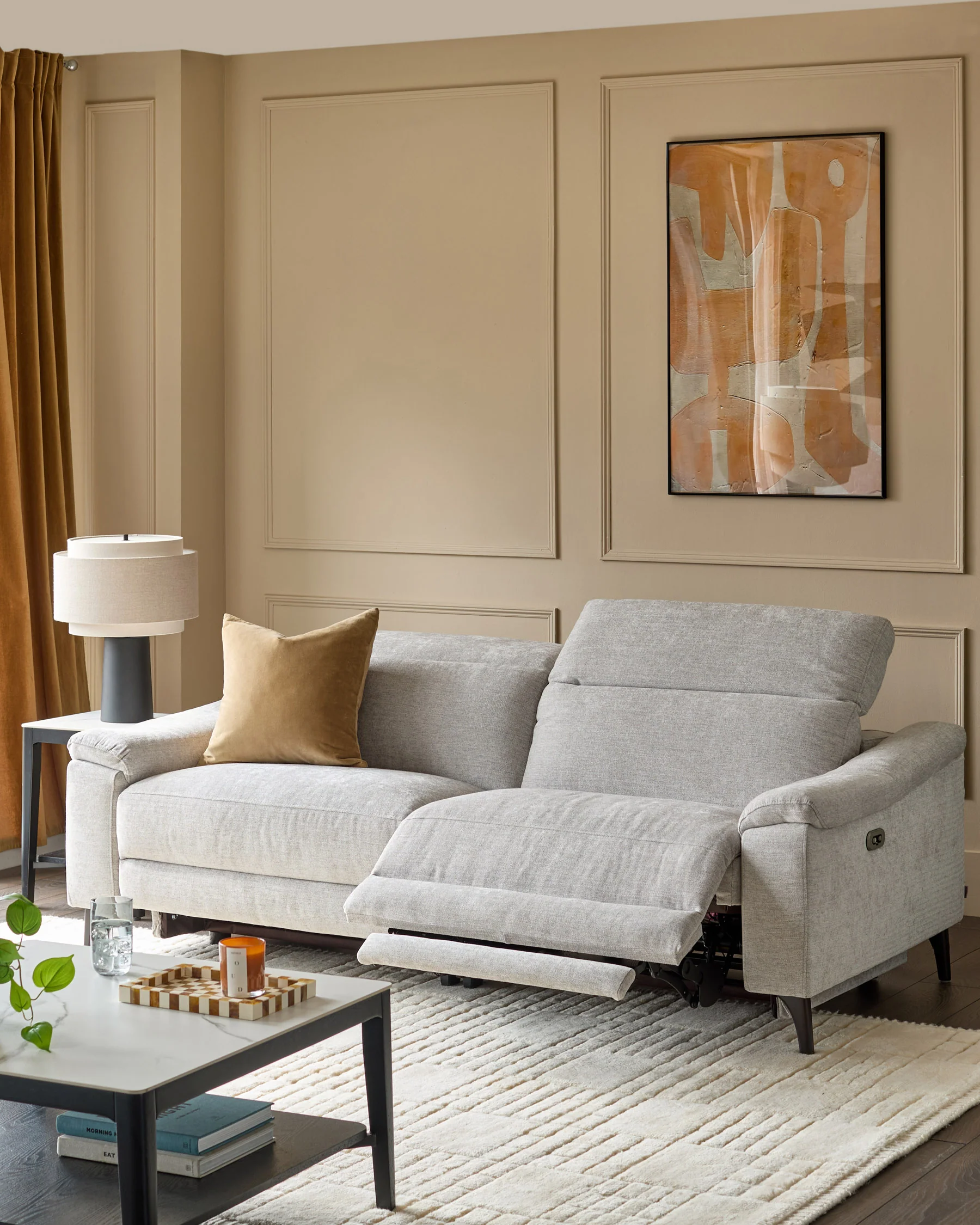 Serene Grey Fabric 3 Seater Recliner Sofa - Image 5