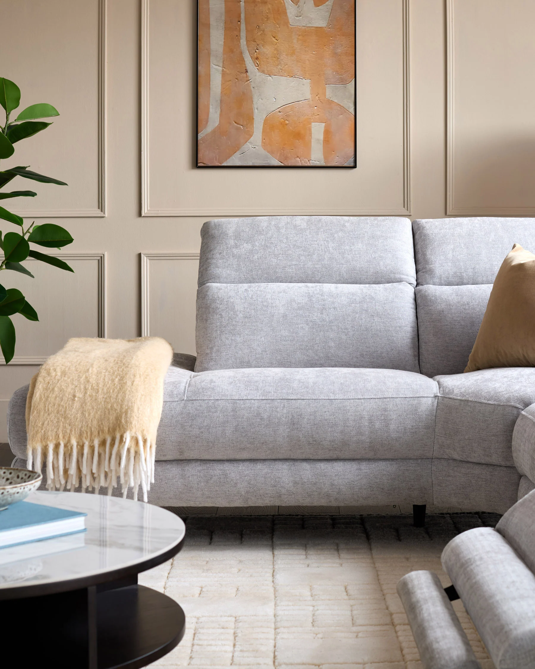 Serene grey fabric reclining left hand large corner chaise sofa - Image 10