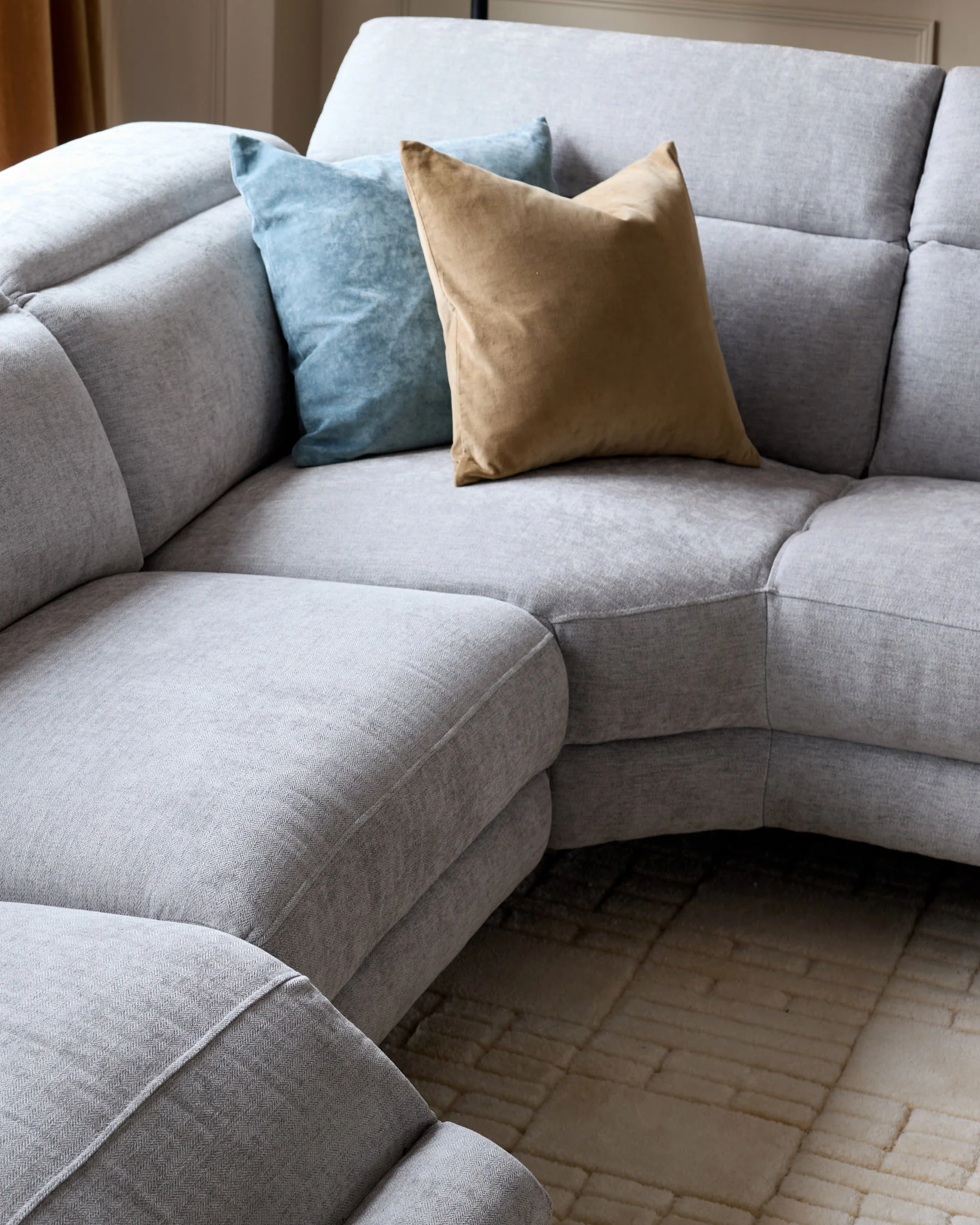 Serene grey fabric reclining left hand large corner chaise sofa - Image 3