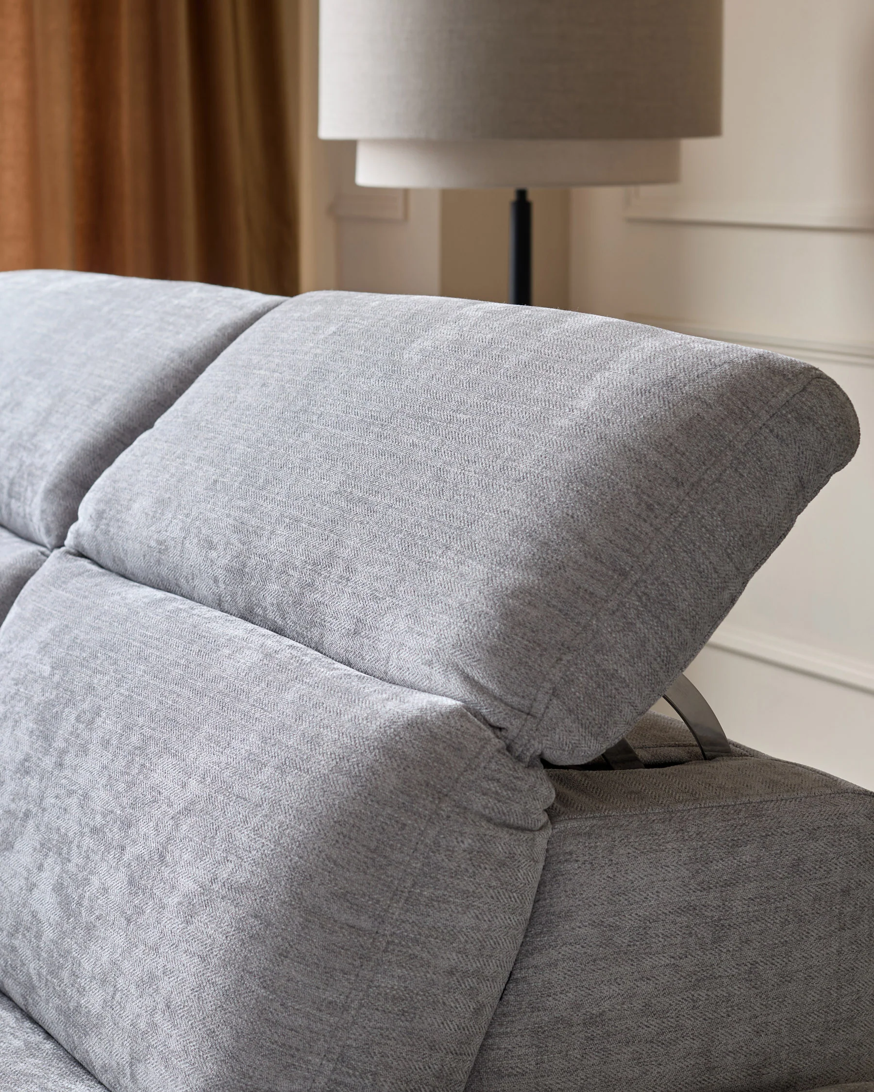 Serene grey fabric reclining left hand large corner chaise sofa - Image 5