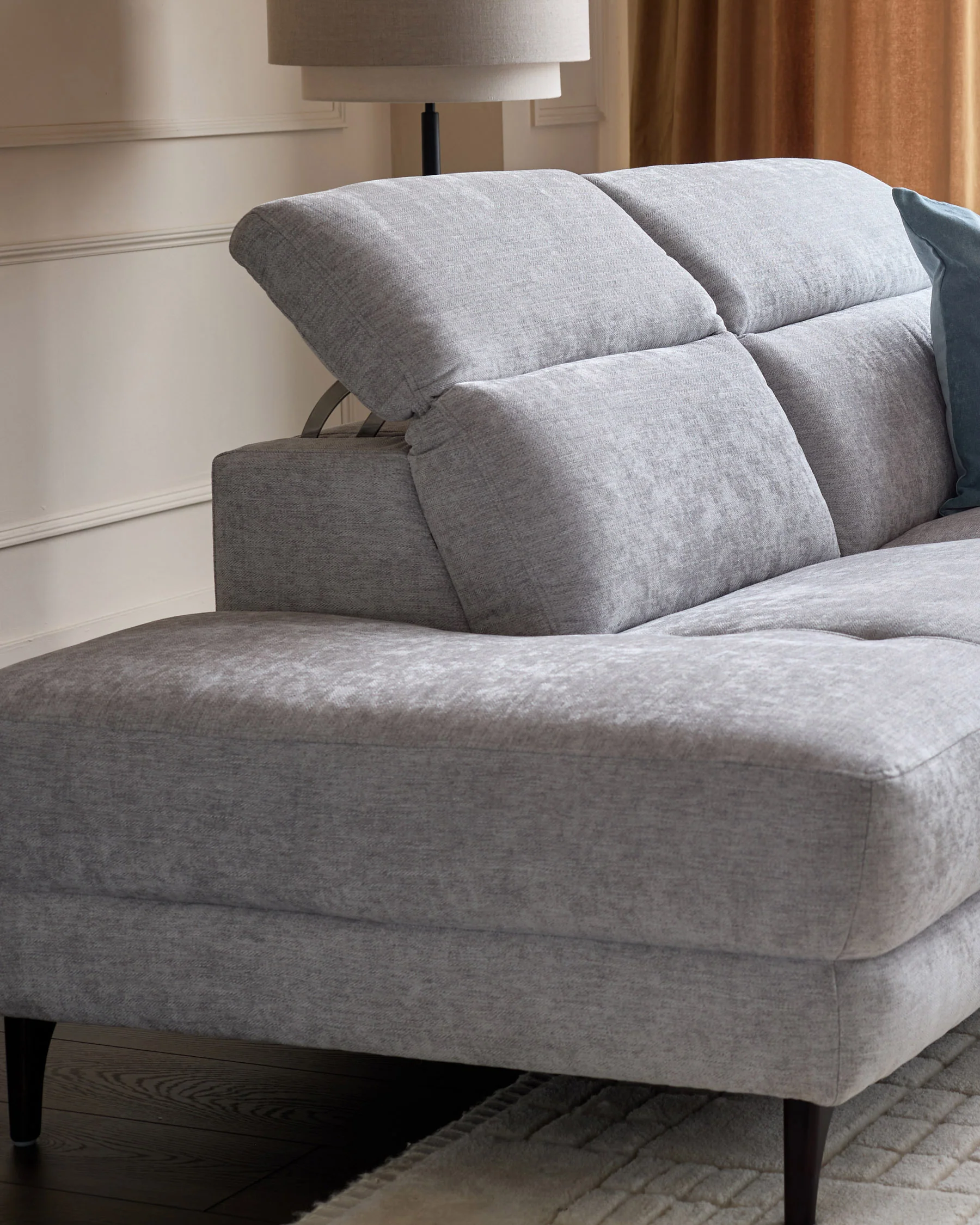 Serene grey fabric reclining left hand large corner chaise sofa - Image 6