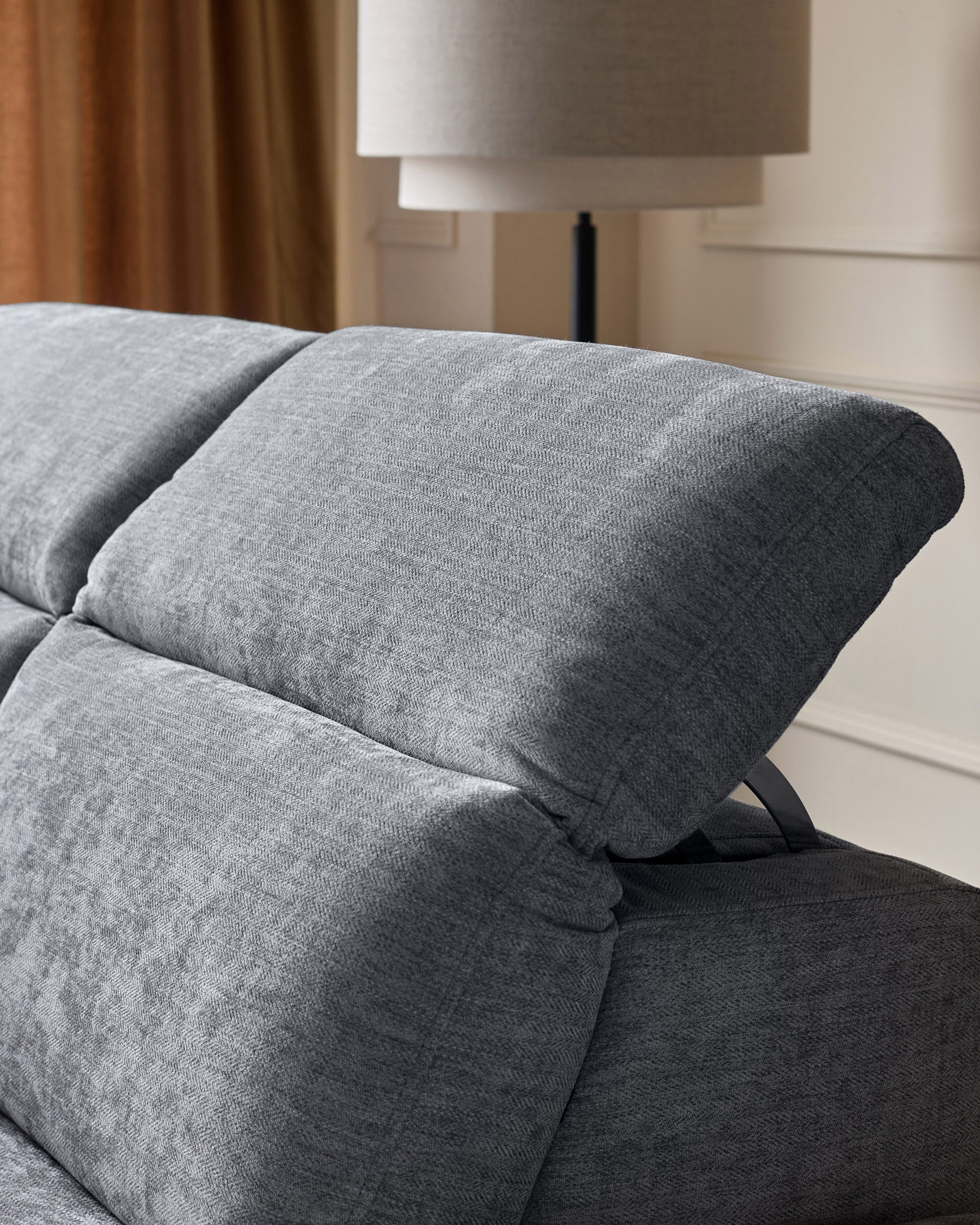 Serene blue grey chenille right hand corner chaise recliner sofa - Image 5