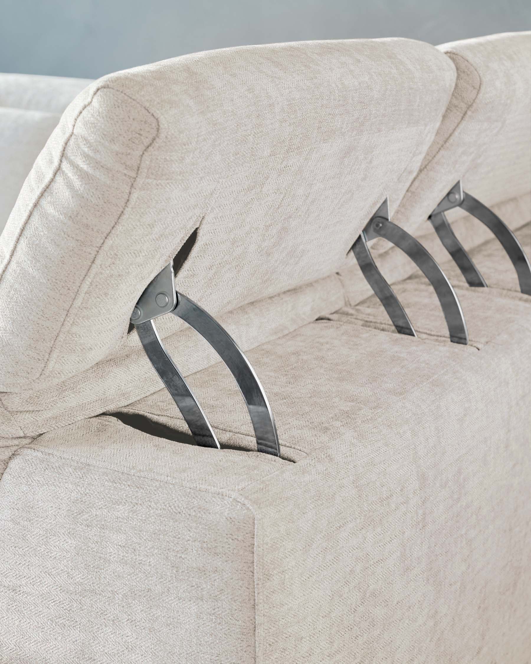 Serene Dark Wood Right Hand Corner Chaise Recliner Sofa Chenille Ivory - Image 6