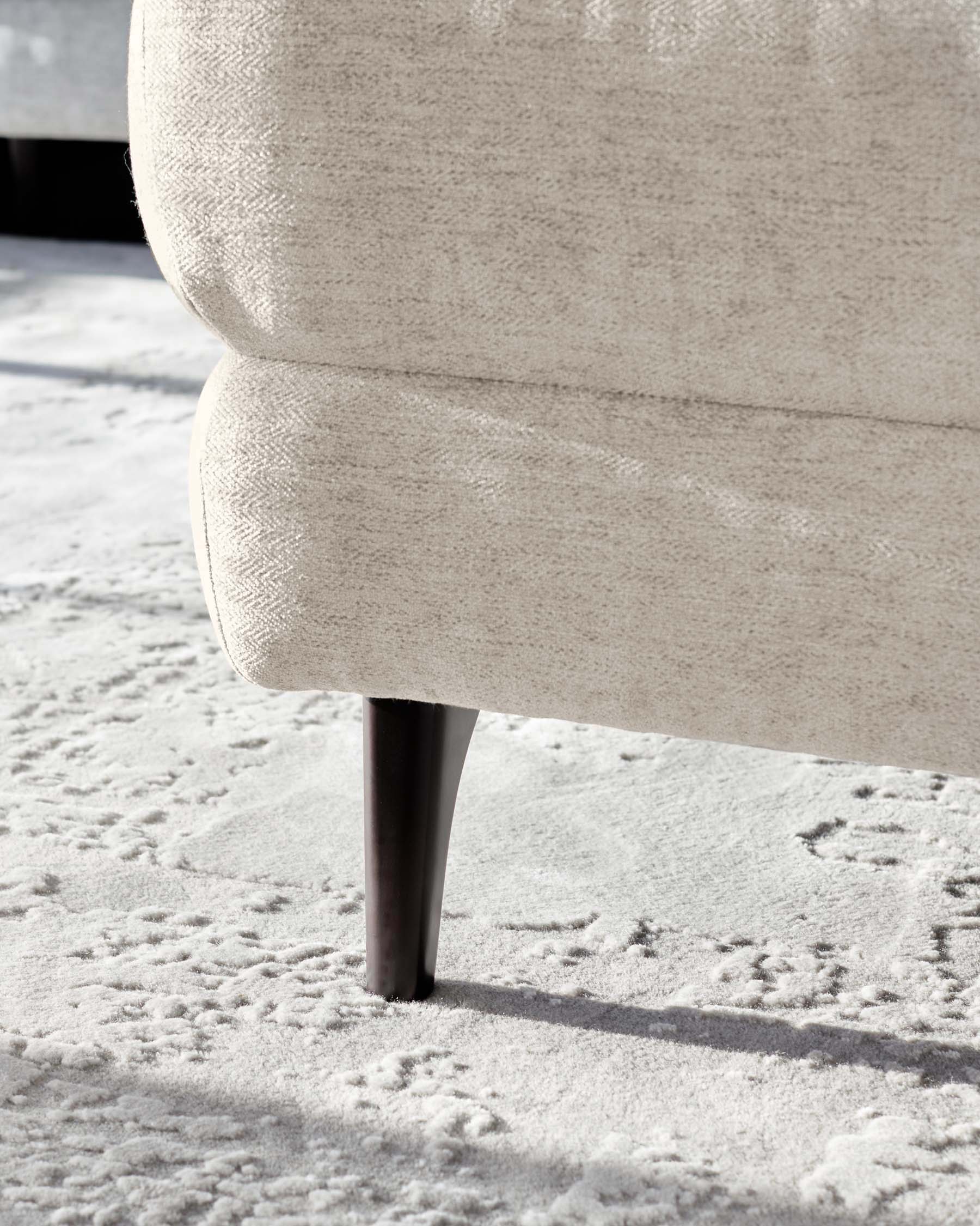 Serene Dark Wood Right Hand Corner Chaise Recliner Sofa Chenille Ivory - Image 8
