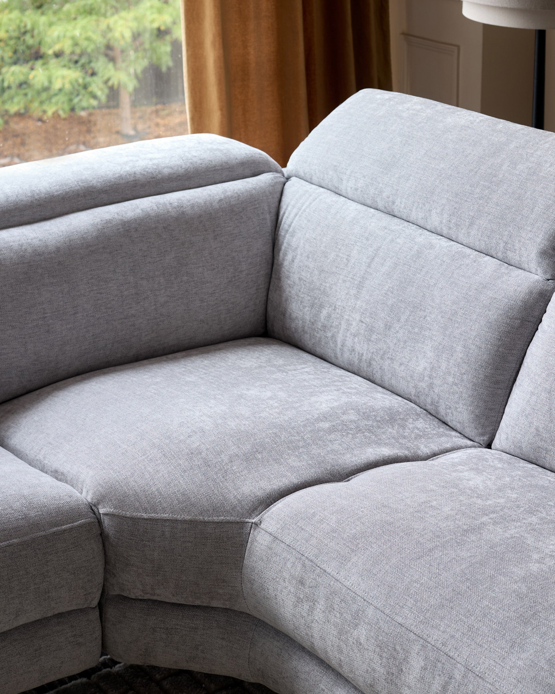 Serene Grey Fabric Recliner Right Corner Chaise Sofa - Image 3
