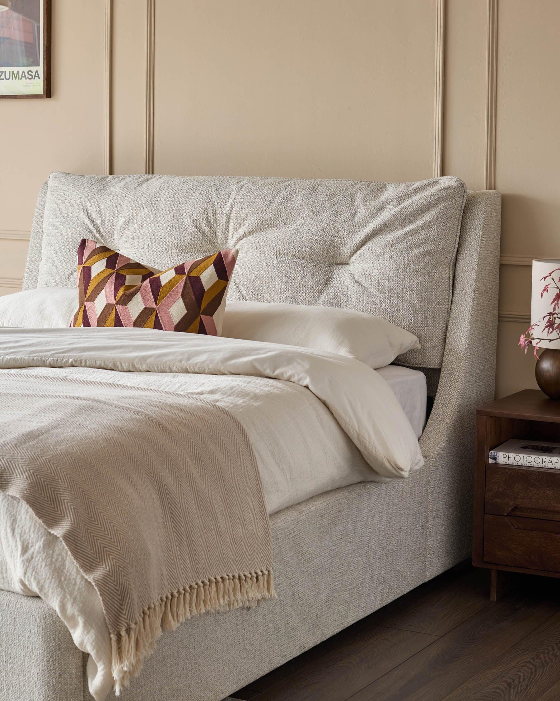 Siesta natural fabric super king ottoman storage bed