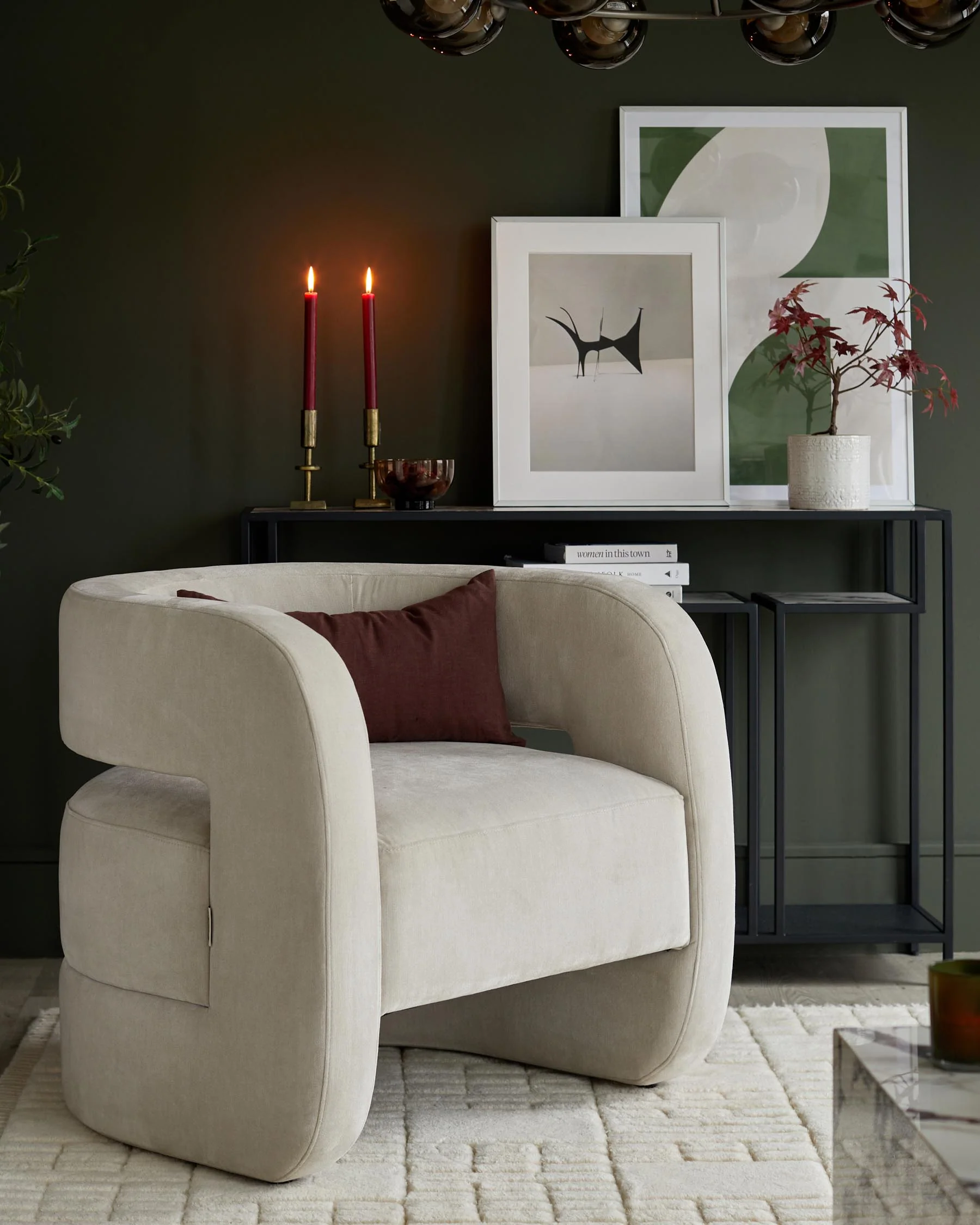 Silas natural grey fabric accent chair - Image 2