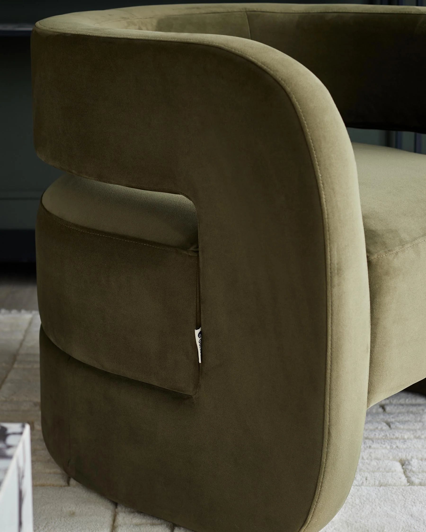 Silas olive green velvet accent chair - Image 3