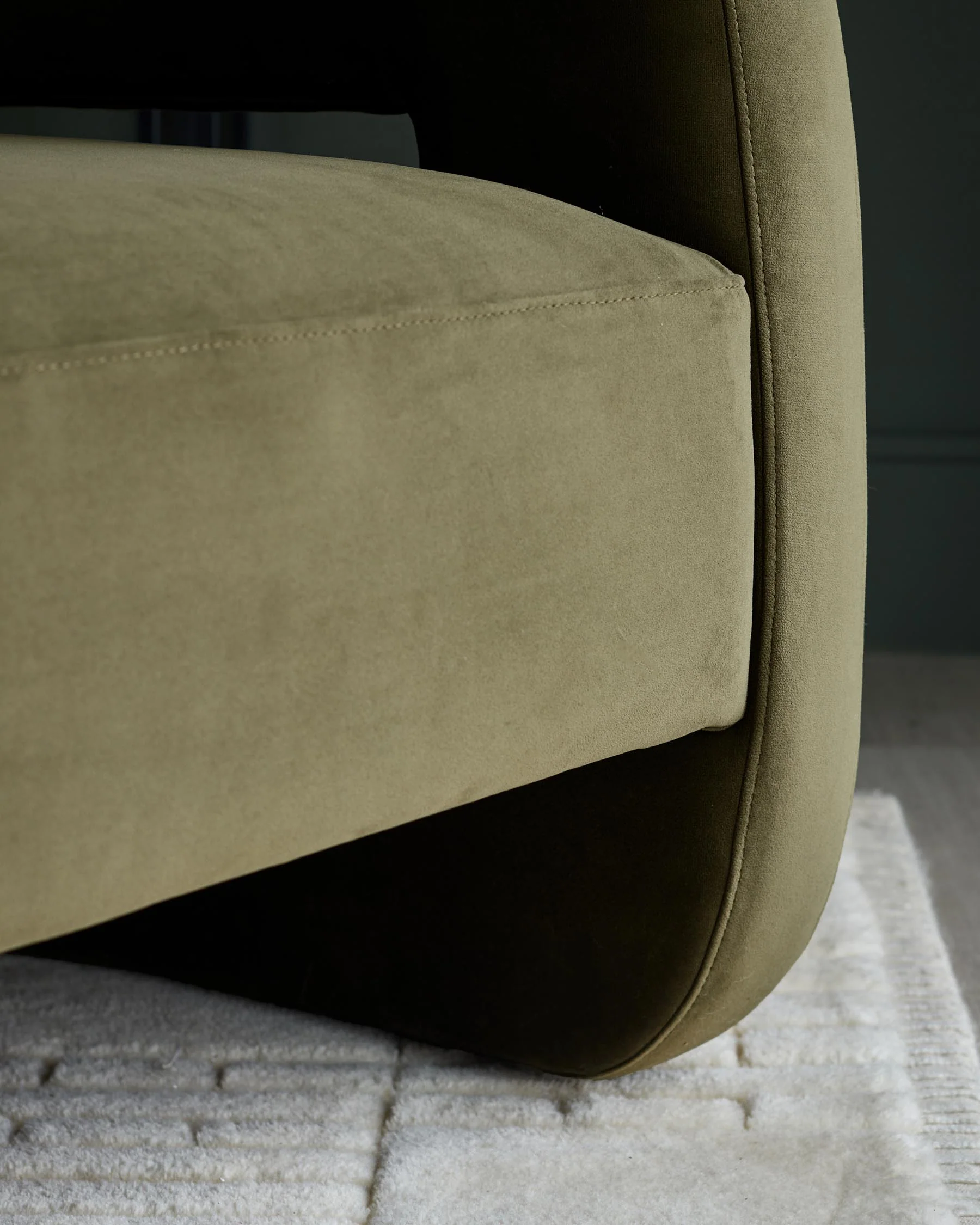 Silas olive green velvet accent chair - Image 6