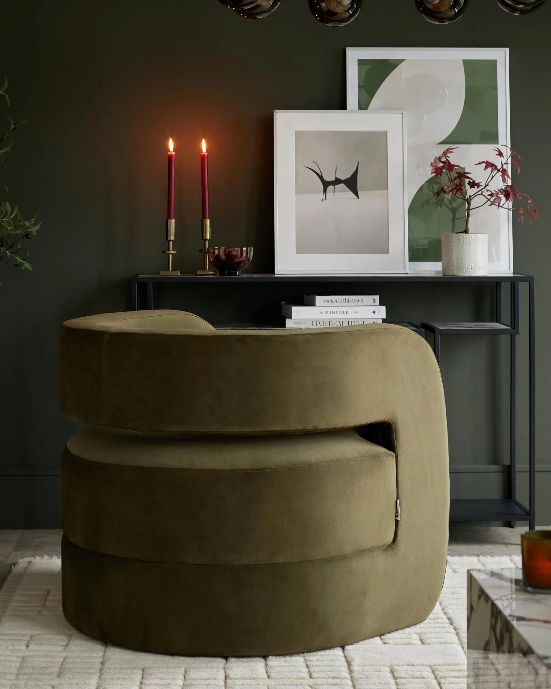 Silas olive green velvet accent chair - Image 7