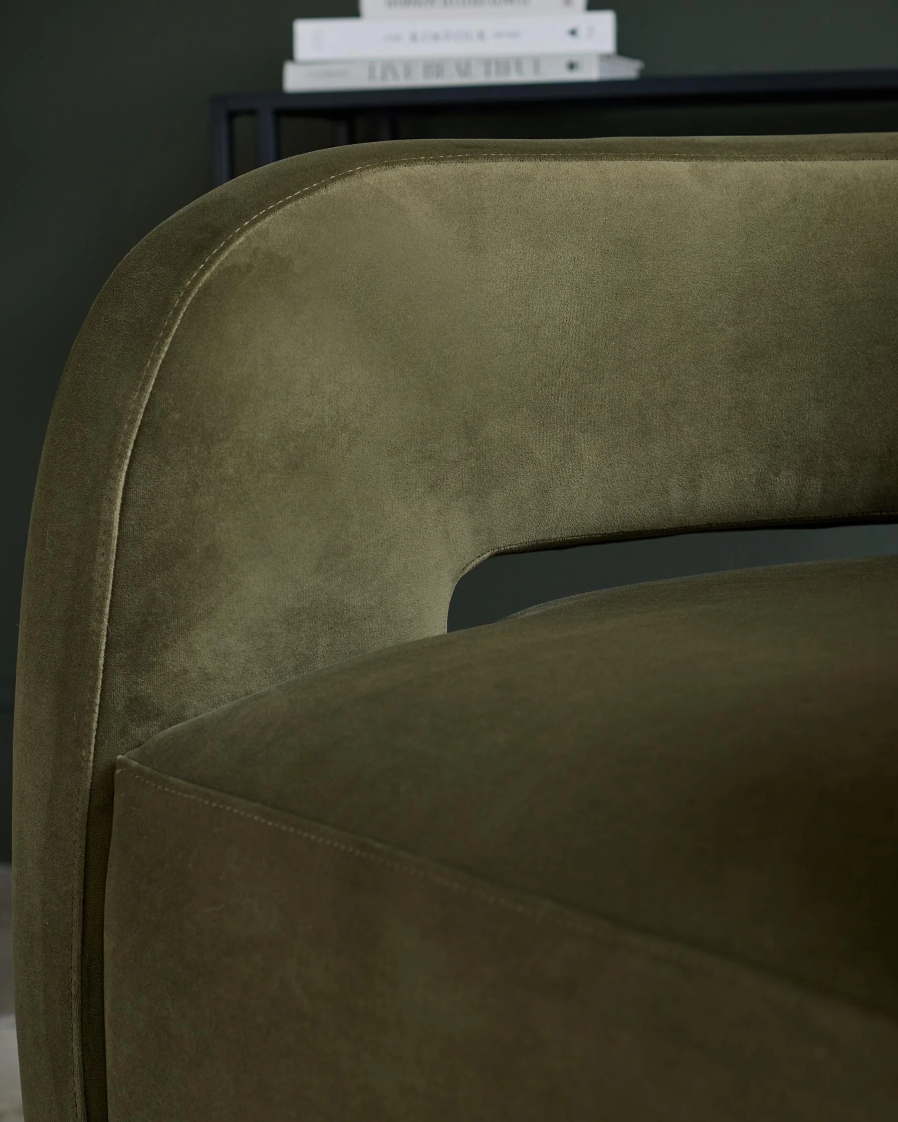 Silas olive green velvet accent chair - Image 8