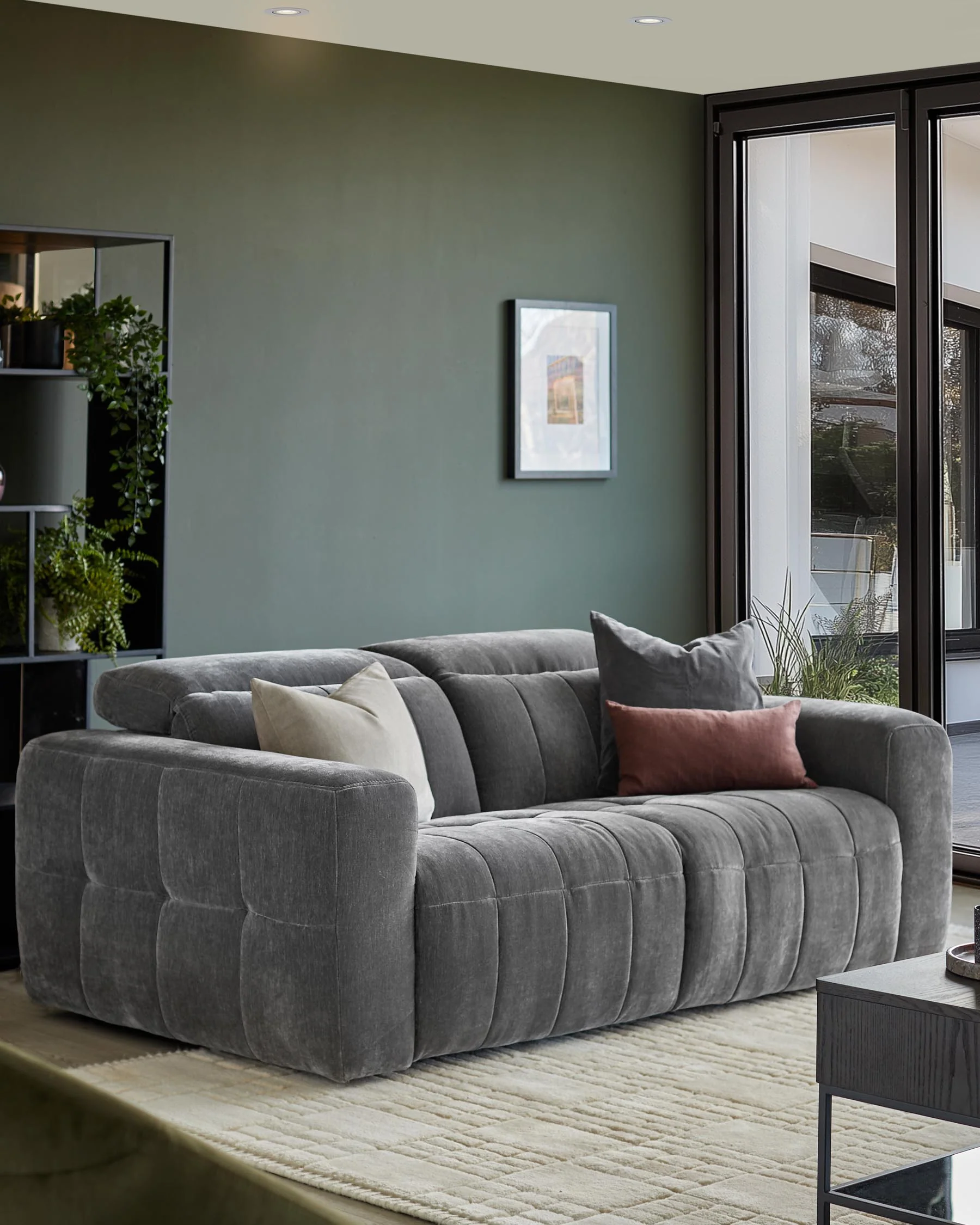 Skye dark grey fabric 2 seater recliner sofa - Image 3