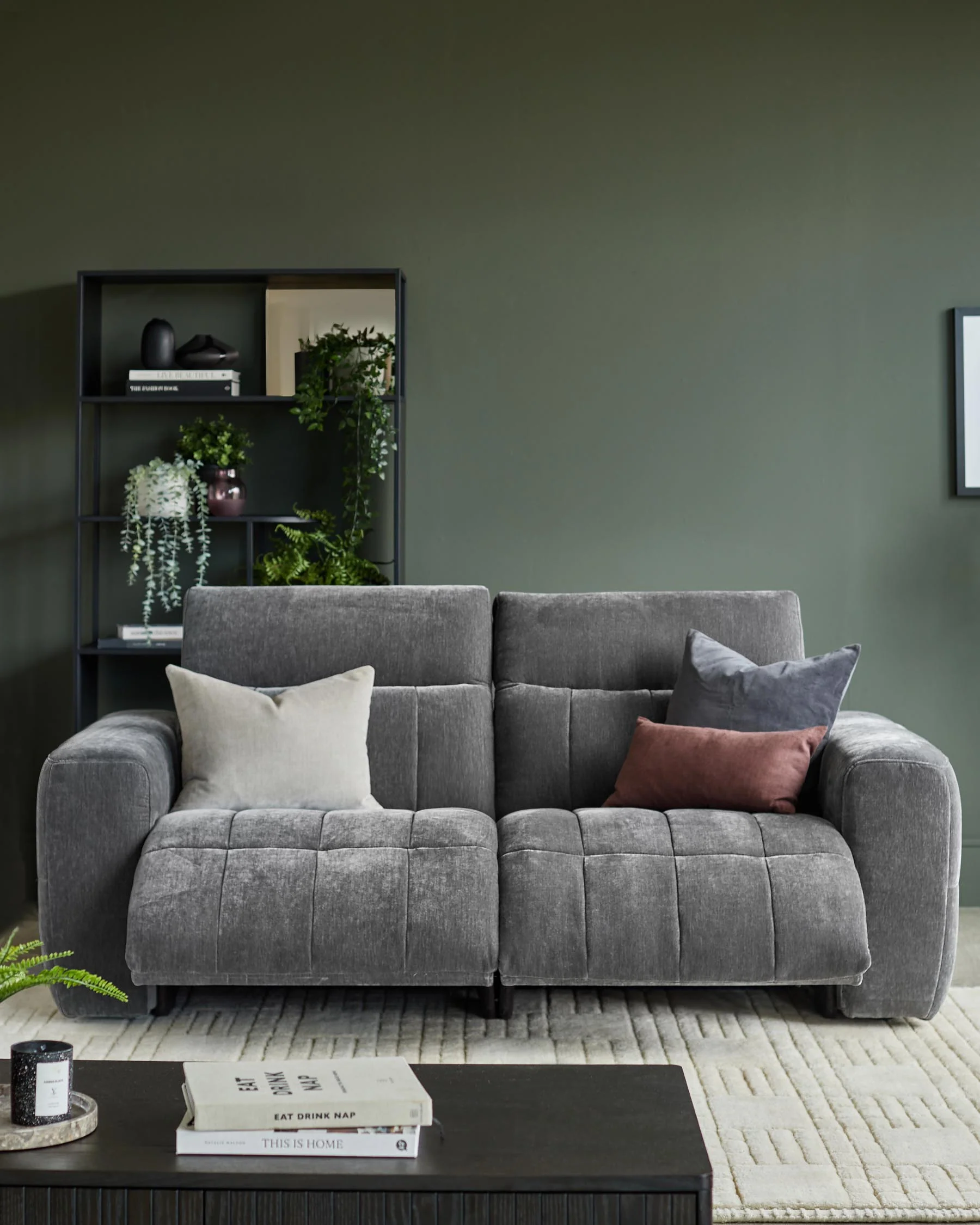 Skye dark grey fabric 2 seater recliner sofa - Image 4