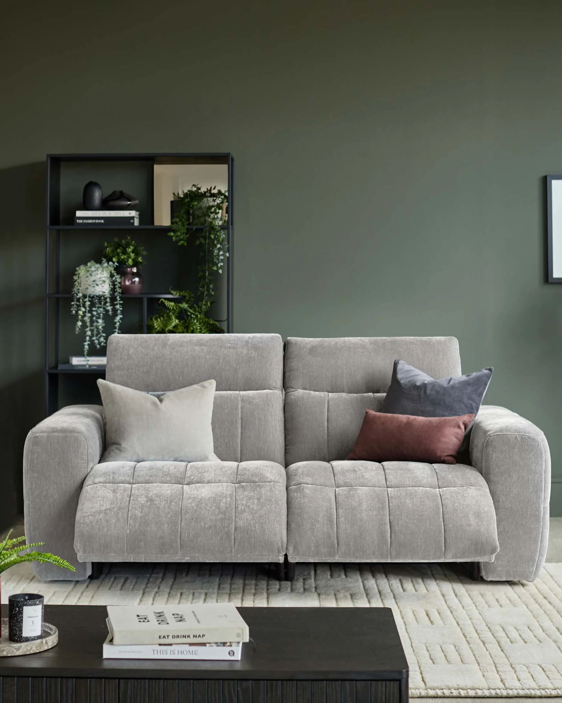 Skye light grey fabric 2 seater recliner sofa - Image 3