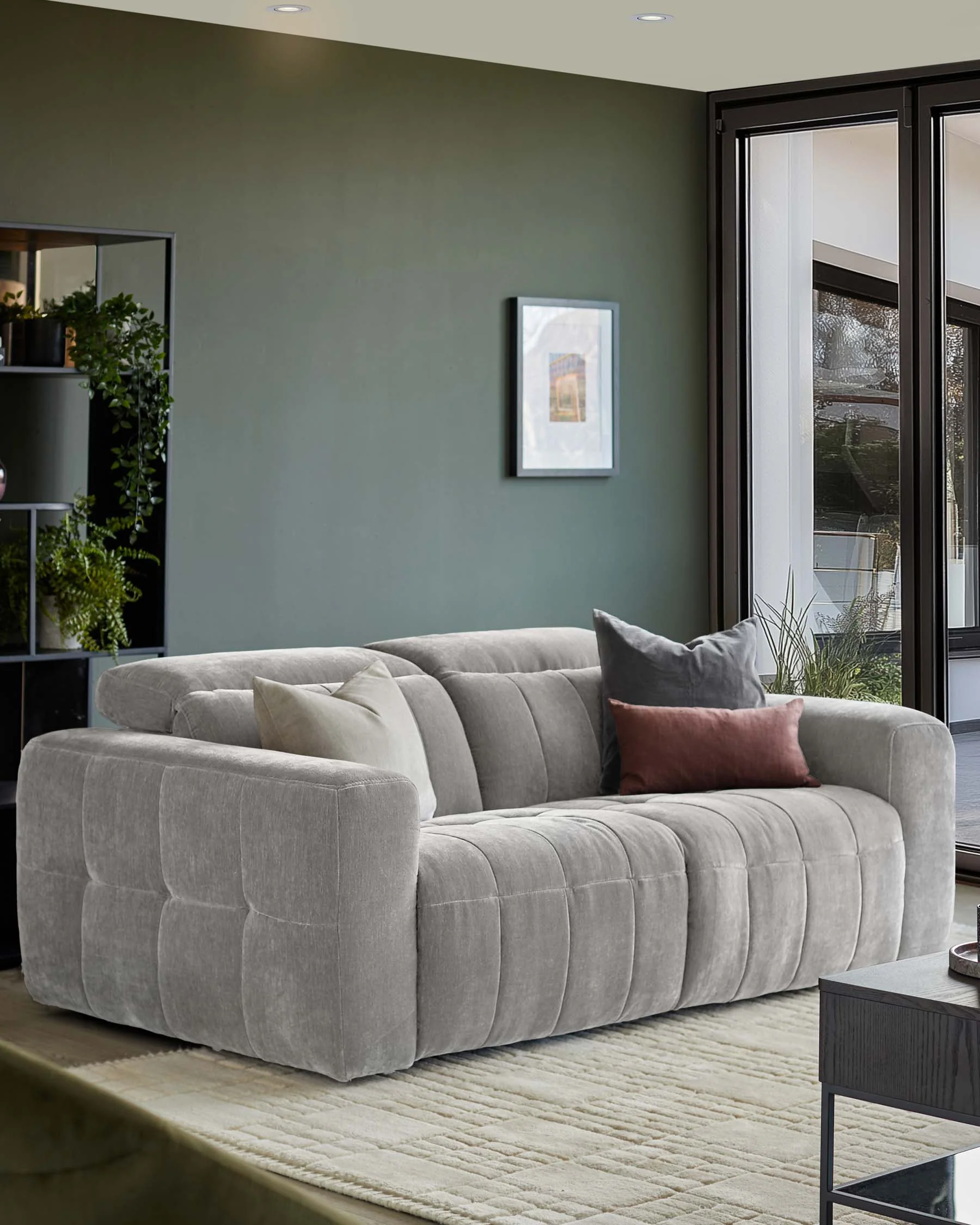 Skye light grey fabric 2 seater recliner sofa - Image 4