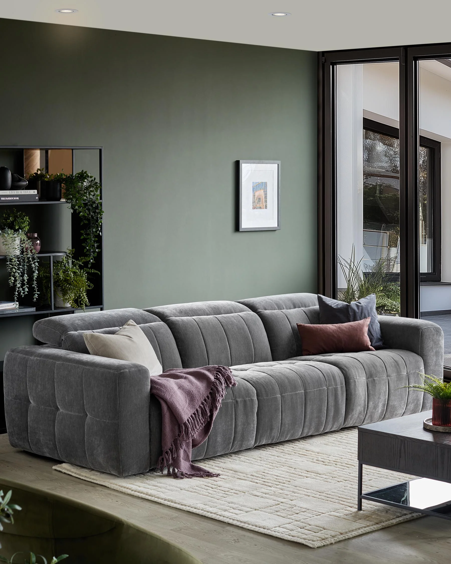 Skye dark grey fabric 3 seater recliner sofa - Image 4