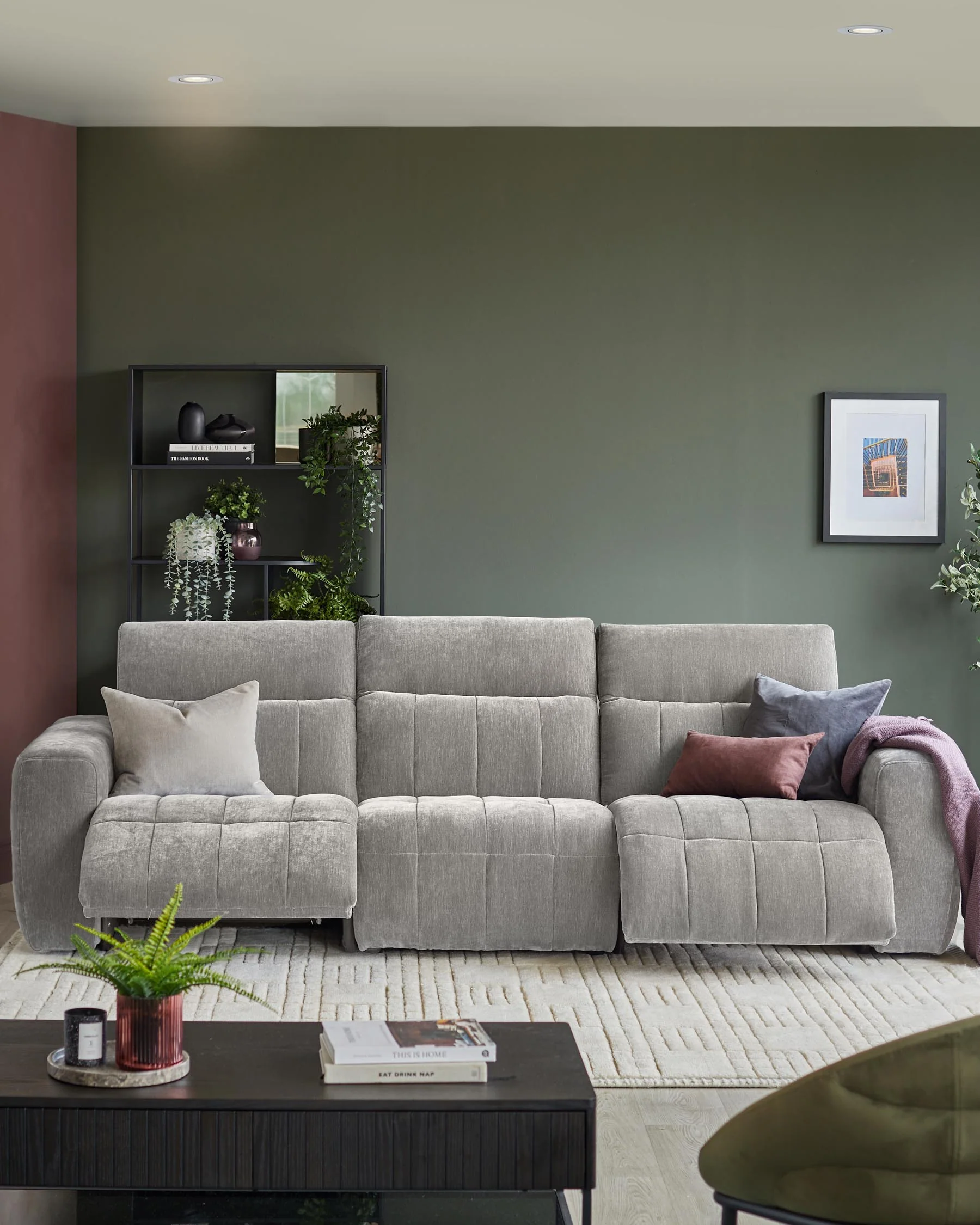 Skye light grey fabric 3 seater recliner sofa - Image 3