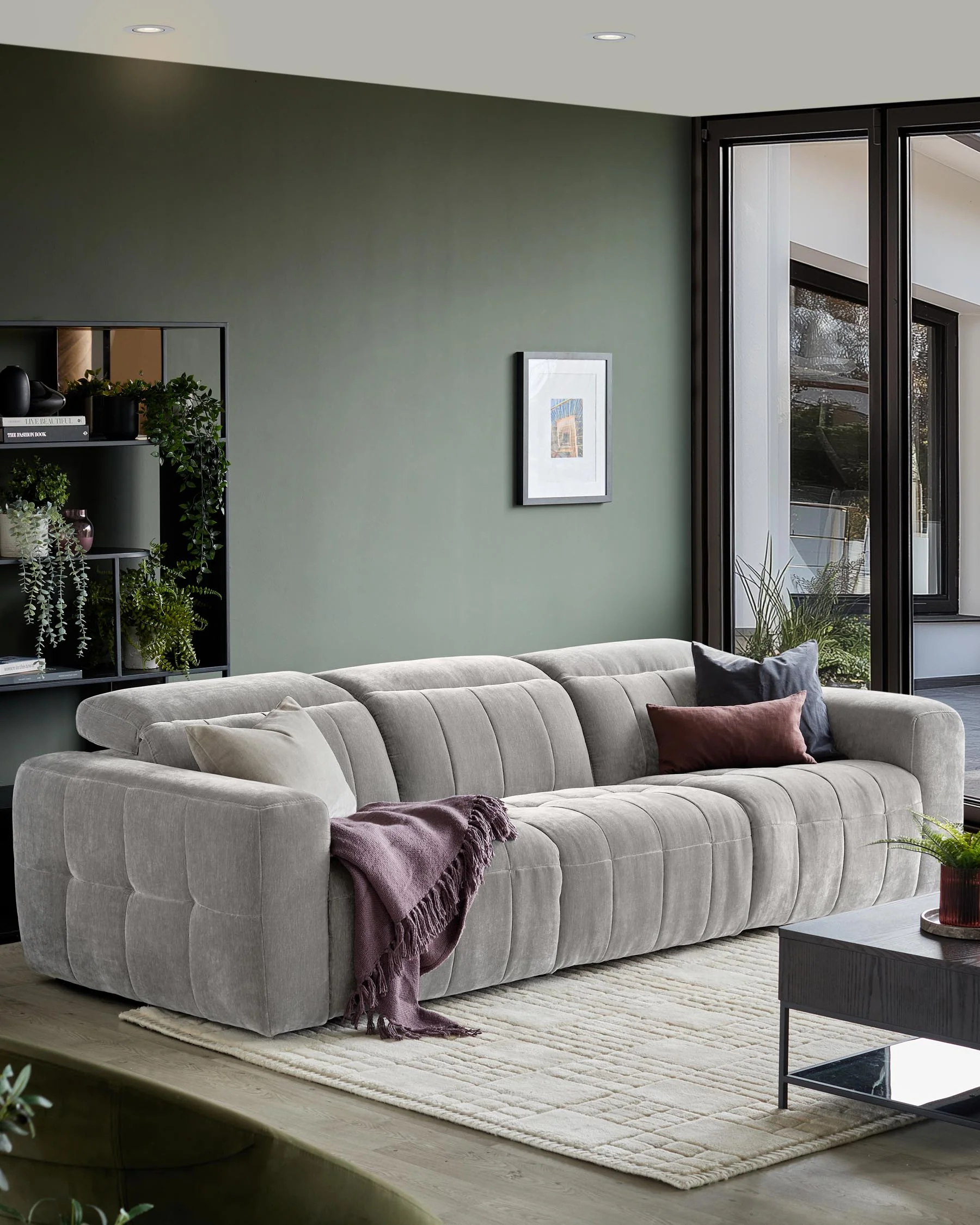 Skye light grey fabric 3 seater recliner sofa - Image 4