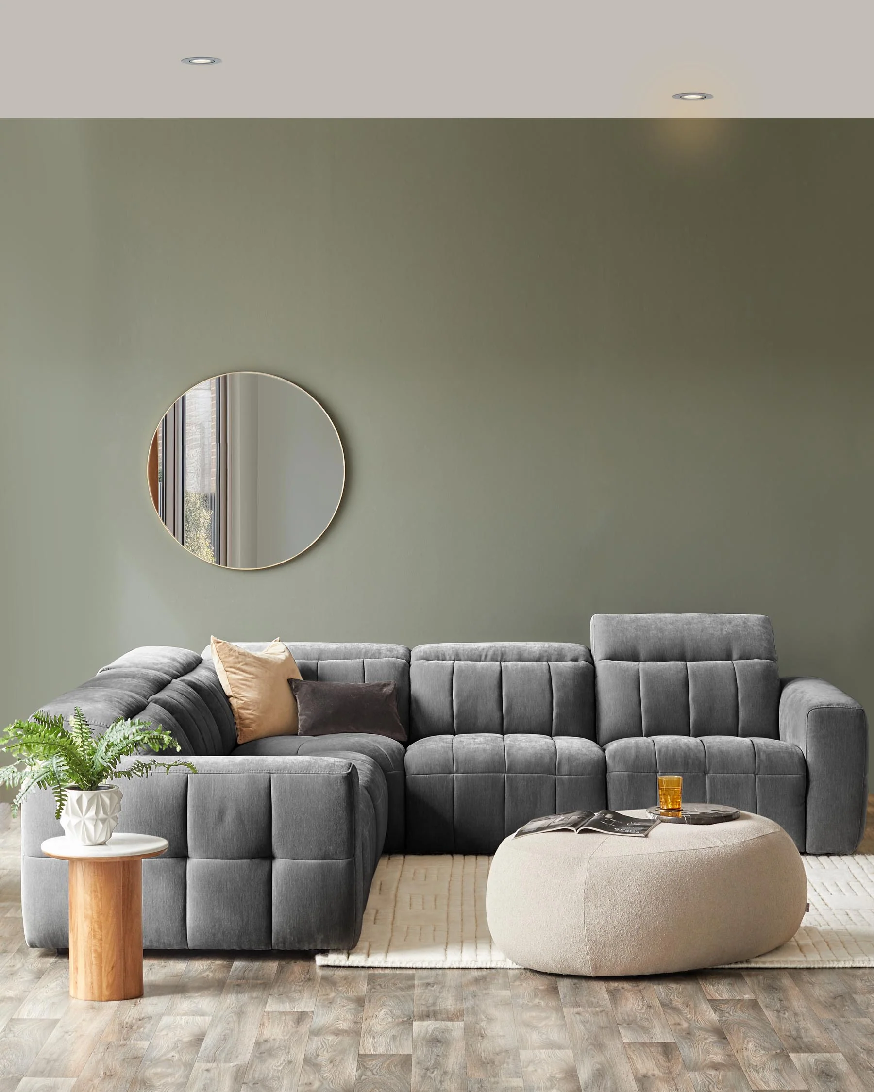 Skye dark grey fabric large corner recliner sofa - Image 2
