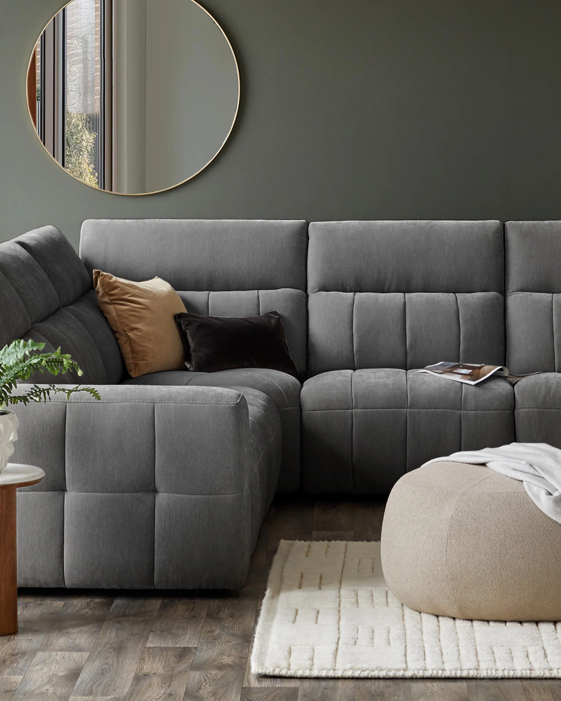 Skye dark grey fabric large corner recliner sofa - Image 3