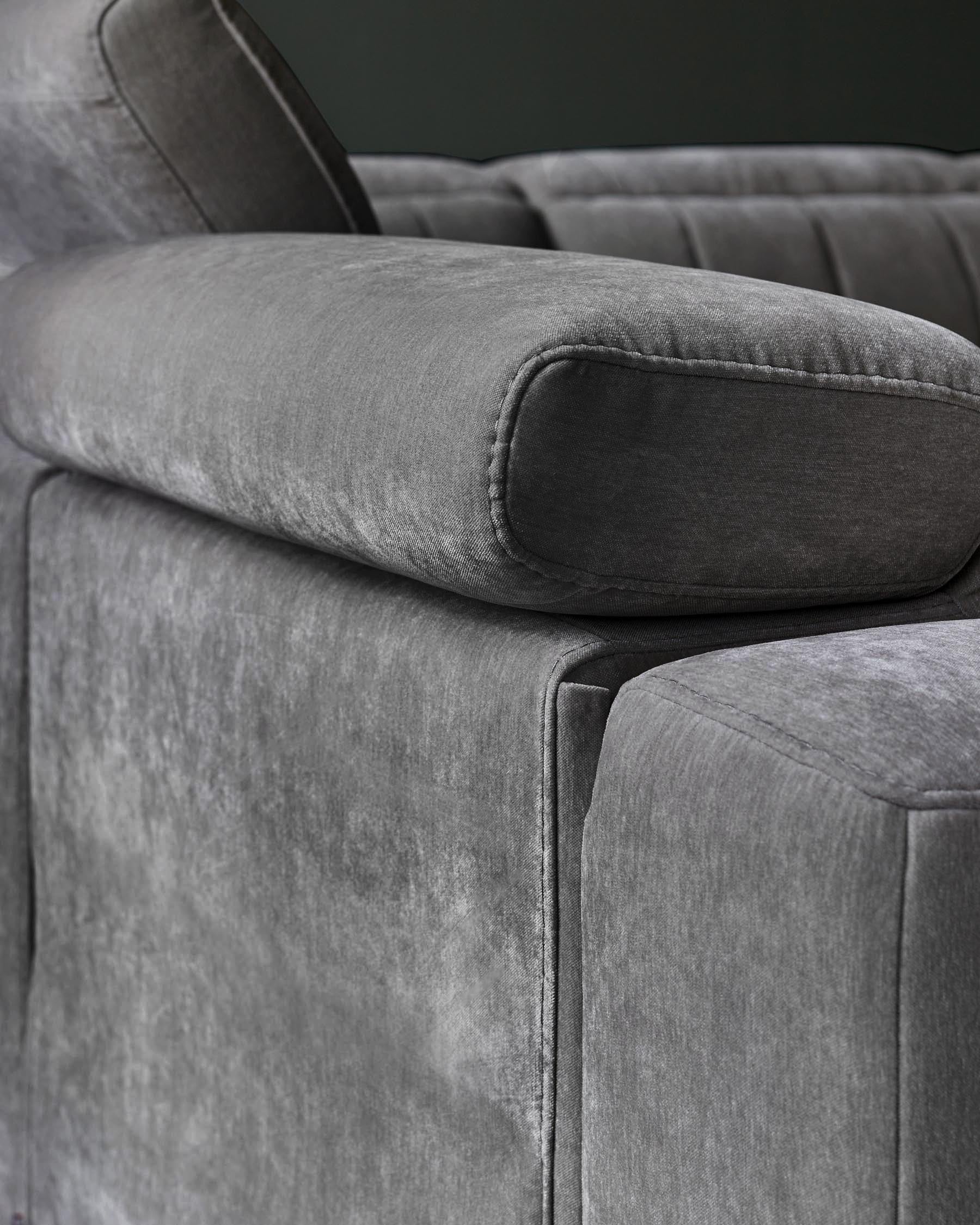 Skye dark grey fabric large corner recliner sofa - Image 7