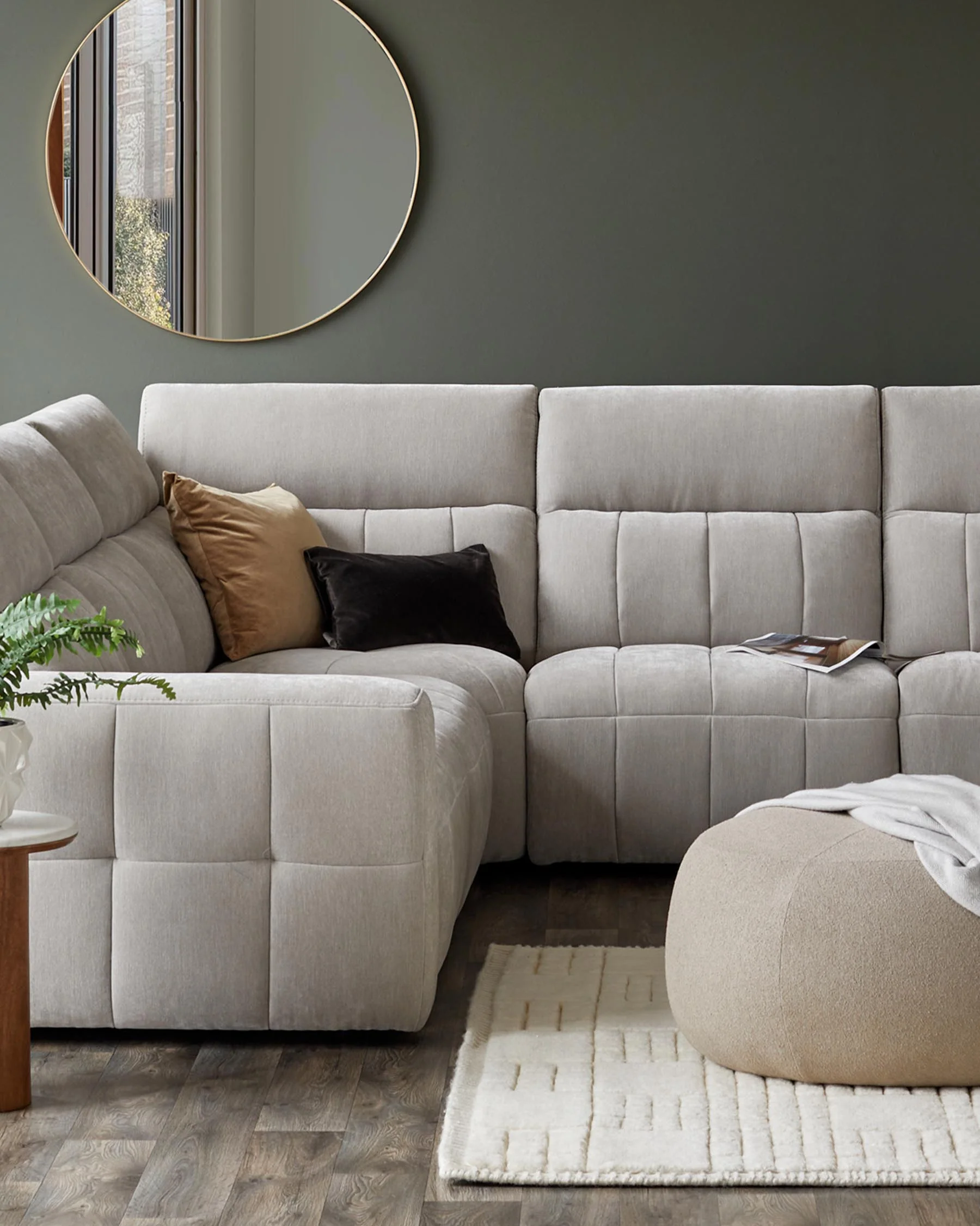 Skye light grey fabric large corner recliner sofa - Image 3