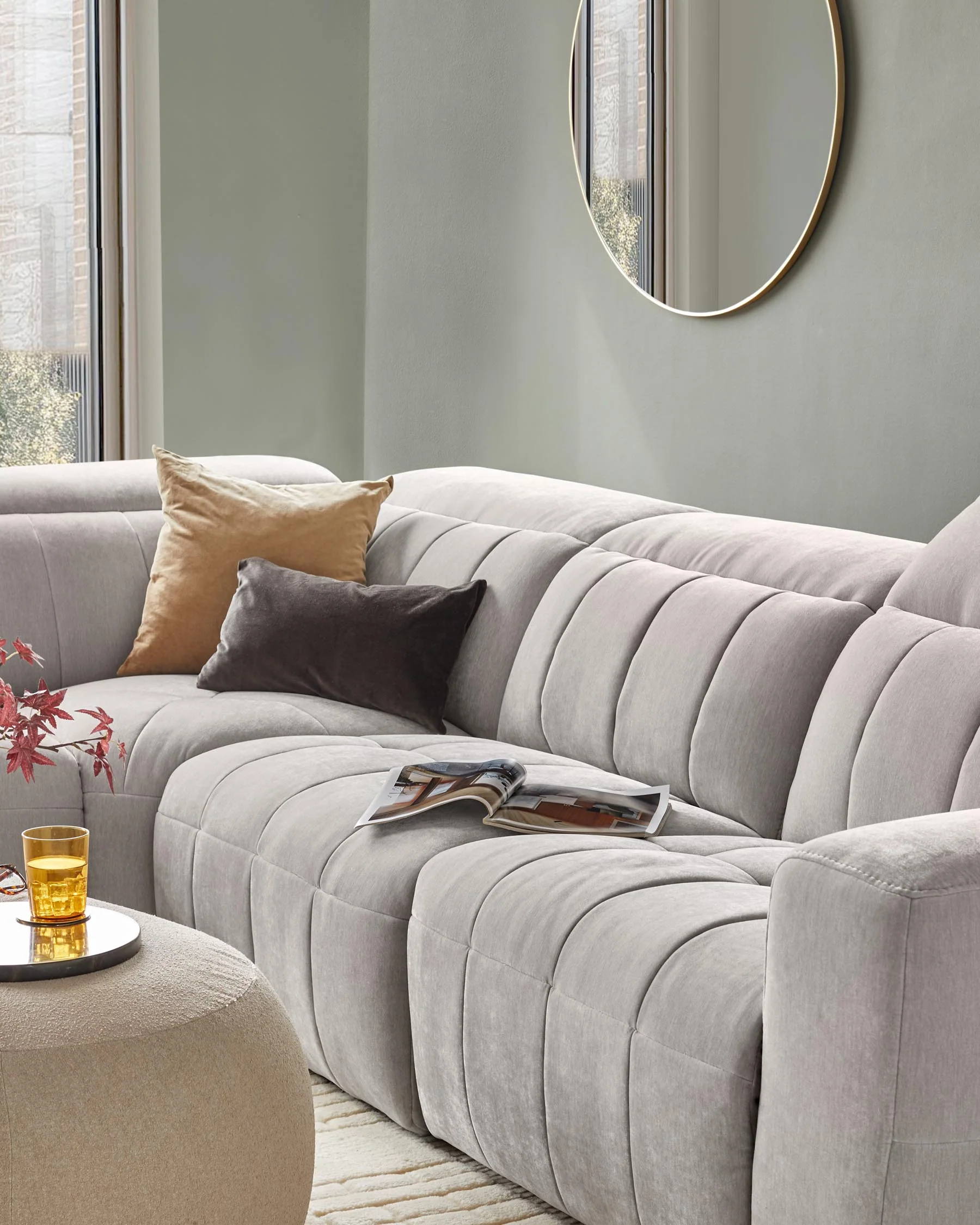 Skye light grey fabric large corner recliner sofa - Image 5