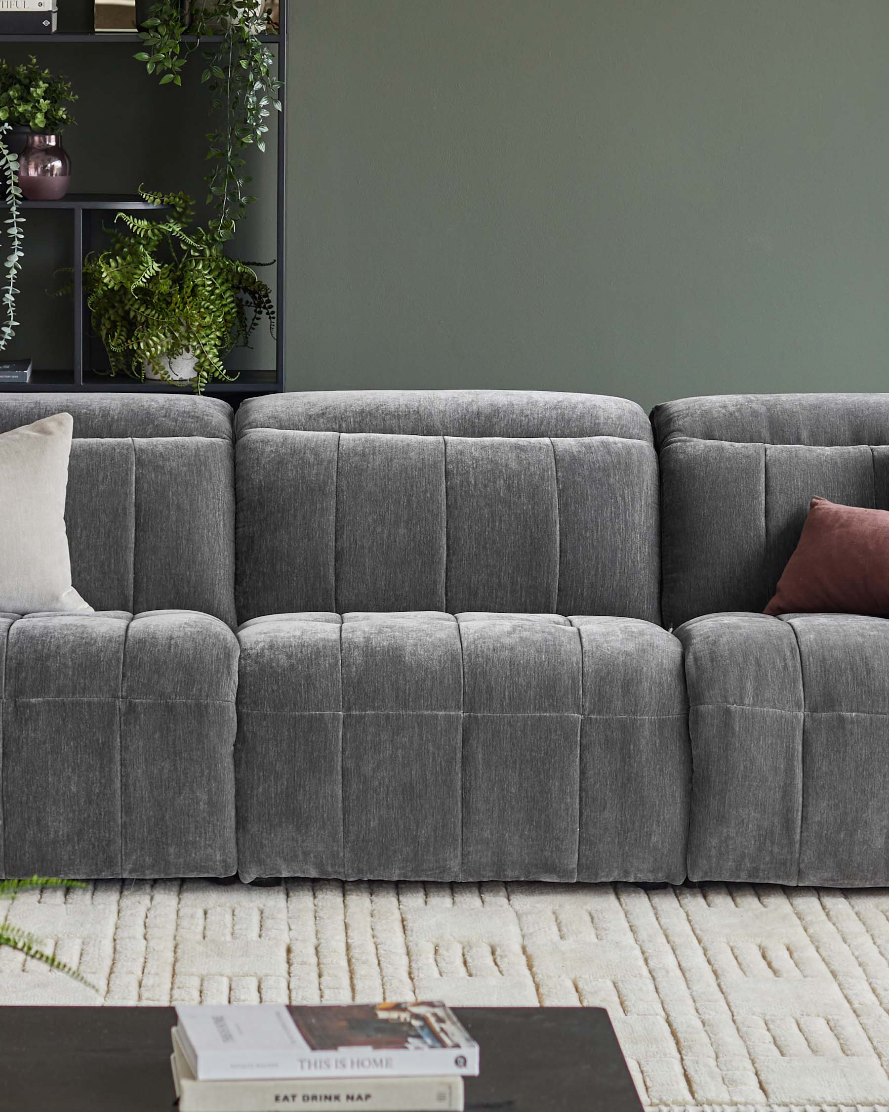 Skye dark grey fabric single sofa module - Image 2