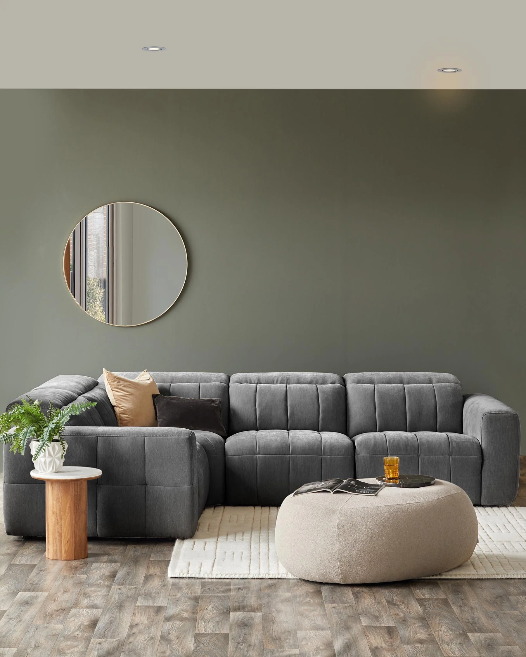 Skye dark grey fabric small corner recliner sofa - Image 3