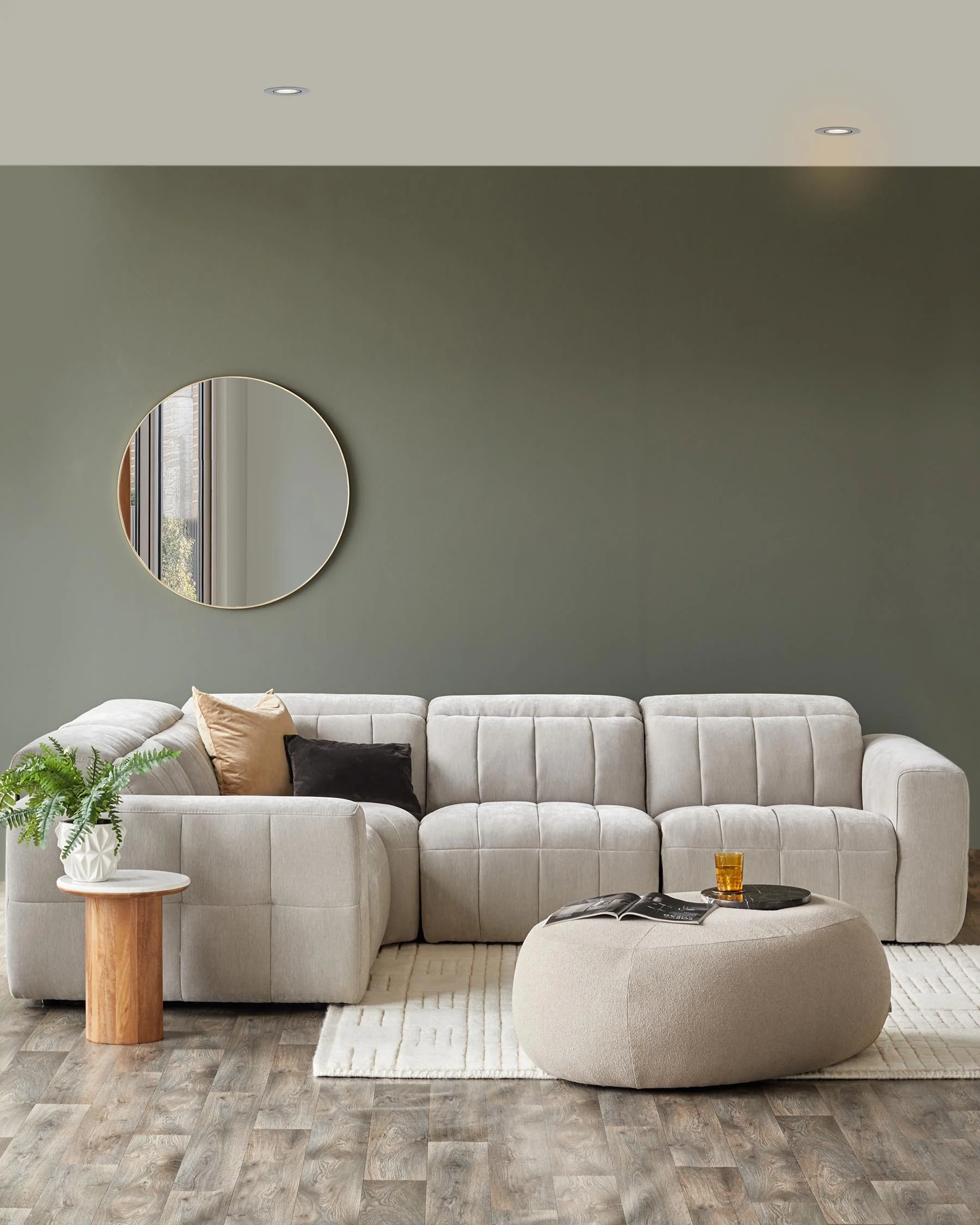 Skye light grey fabric small corner recliner sofa - Image 3