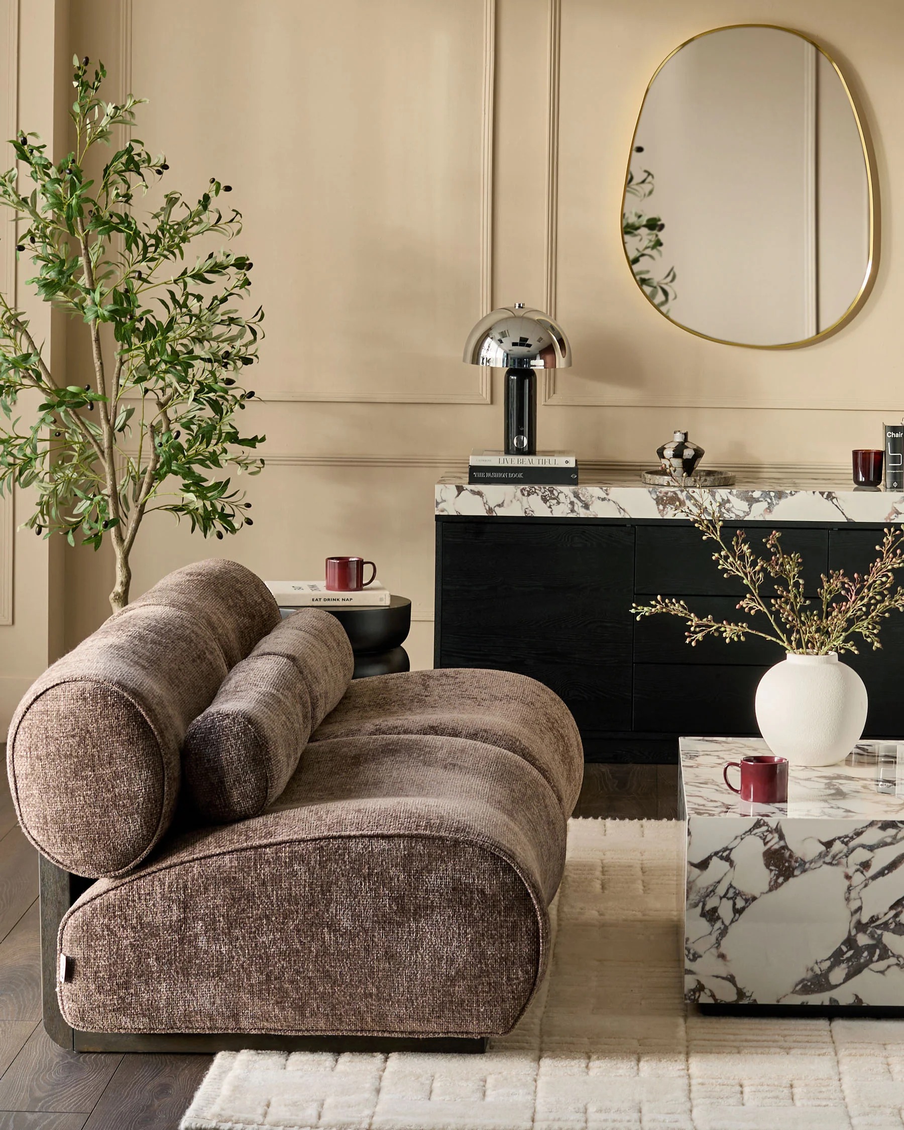 Sofia mocha fabric 2 seater sofa - Image 2