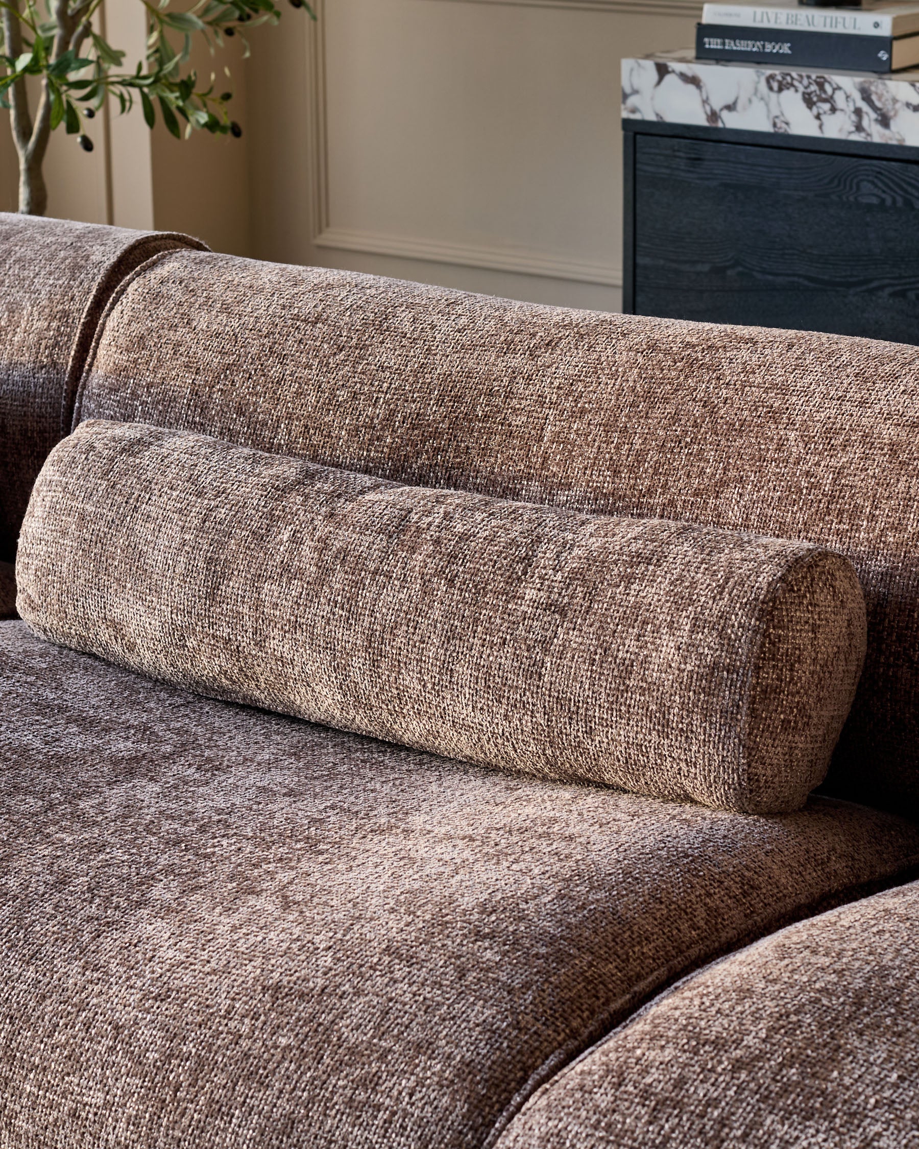 Sofia mocha fabric 3 seater sofa - Image 4