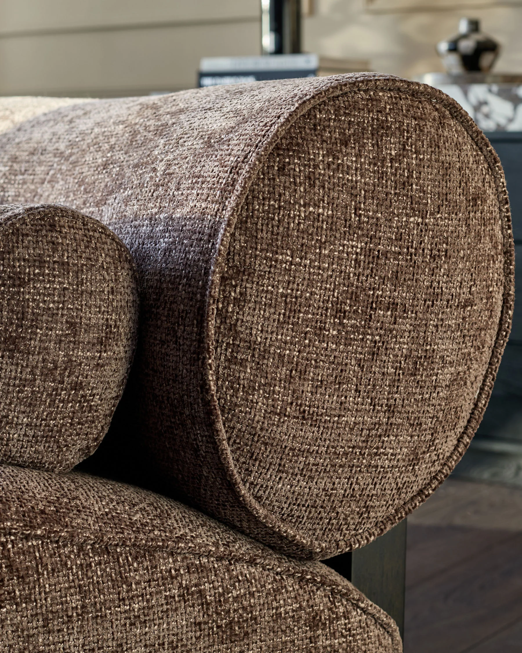 Sofia mocha fabric 3 seater sofa - Image 7