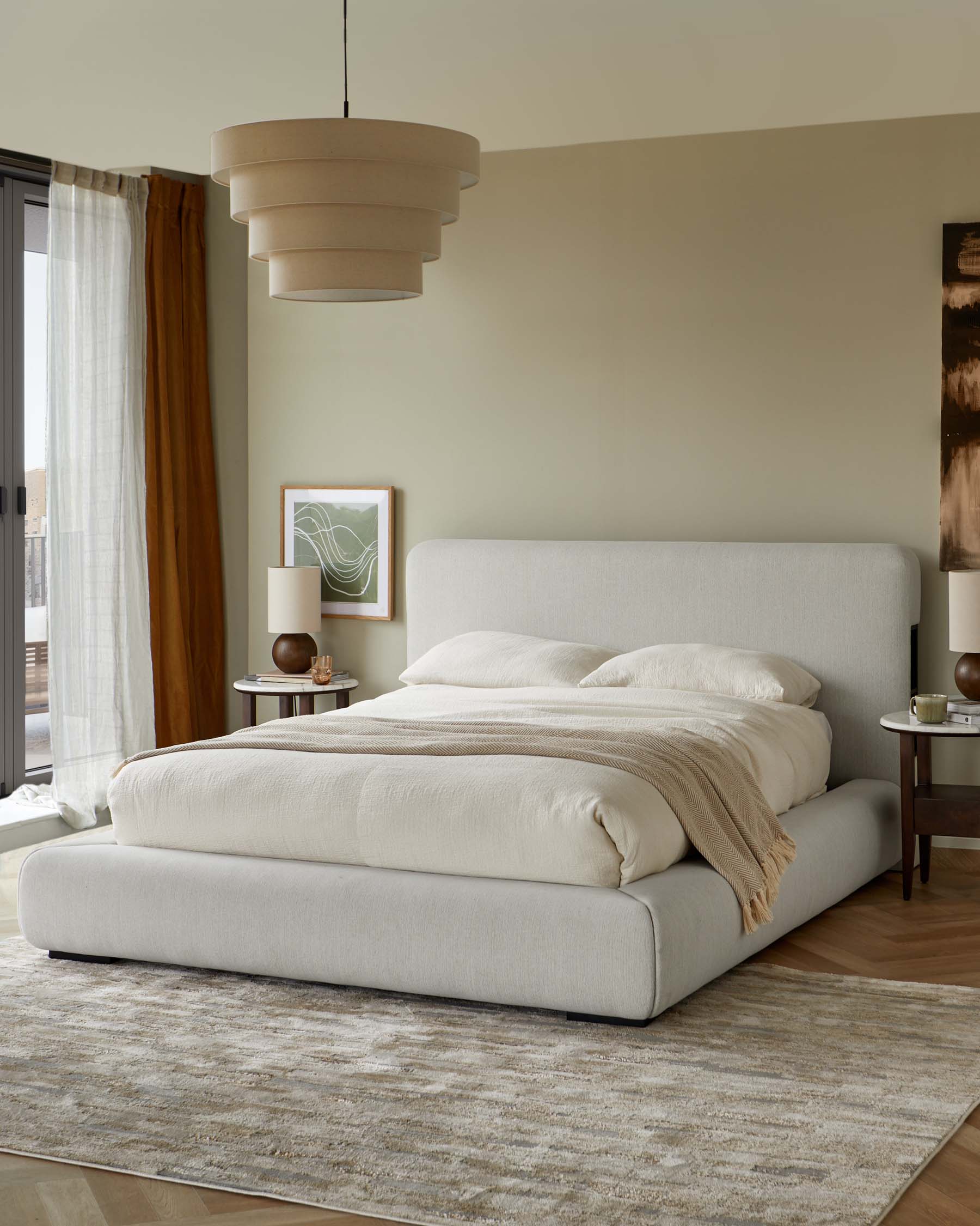 Taylor ivory dual tone fabric double ottoman storage bed
