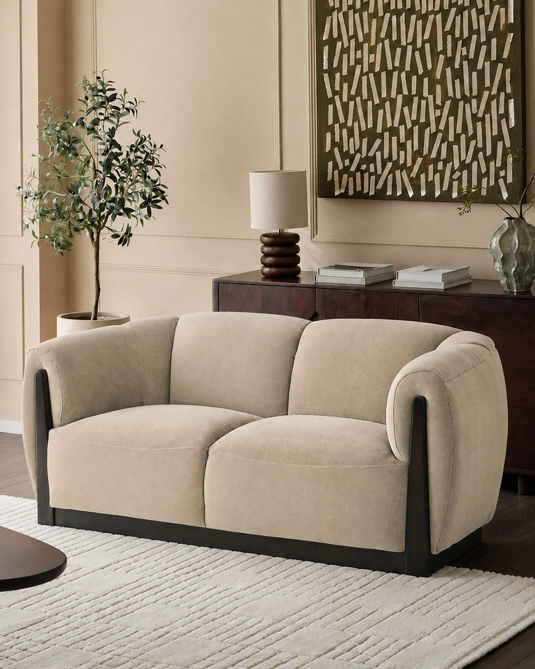 Teagan champagne fabric 2 seater sofa