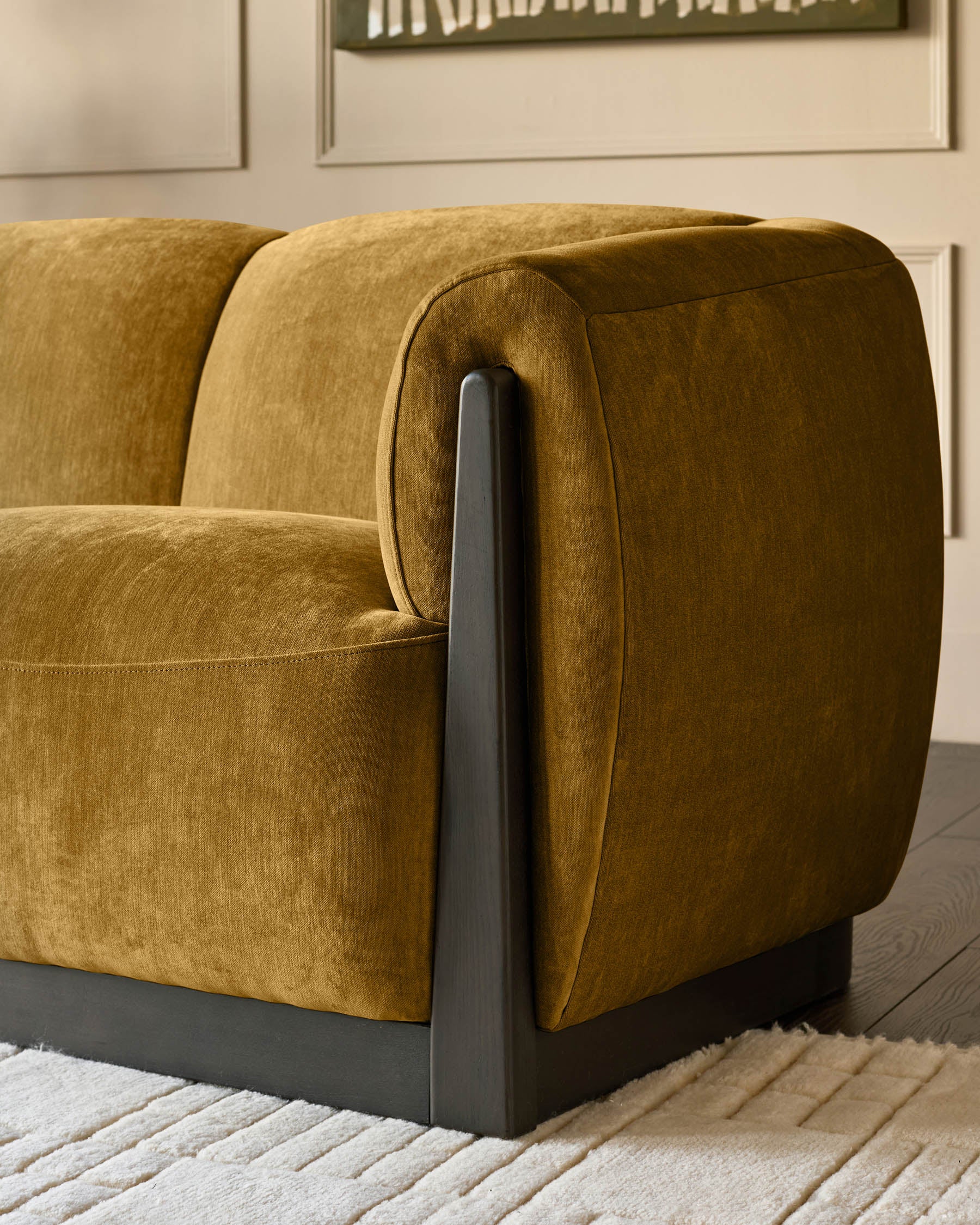 Teagan ochre fabric 2 seater sofa - Image 3