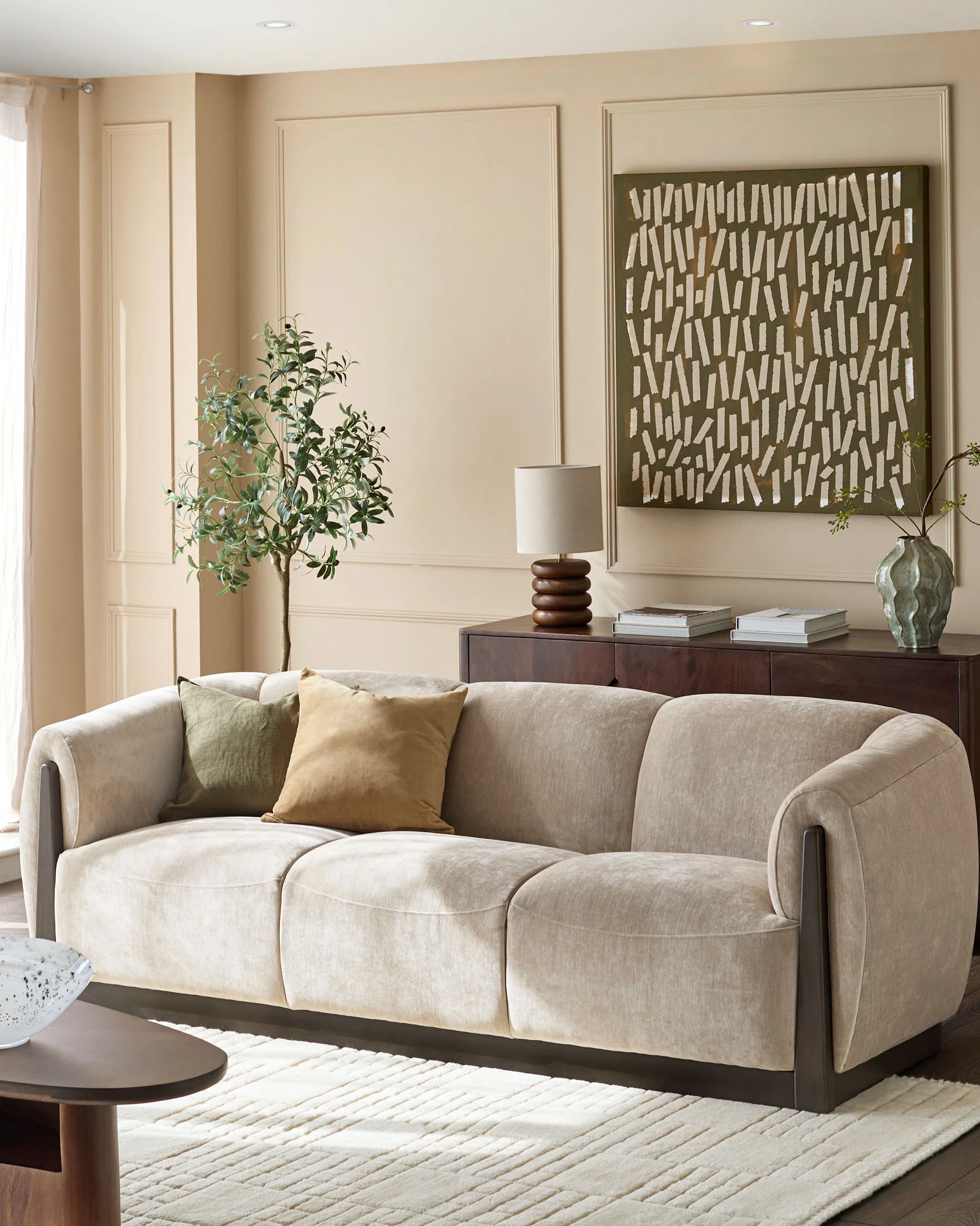 Teagan champagne fabric 3 seater sofa - Image 4