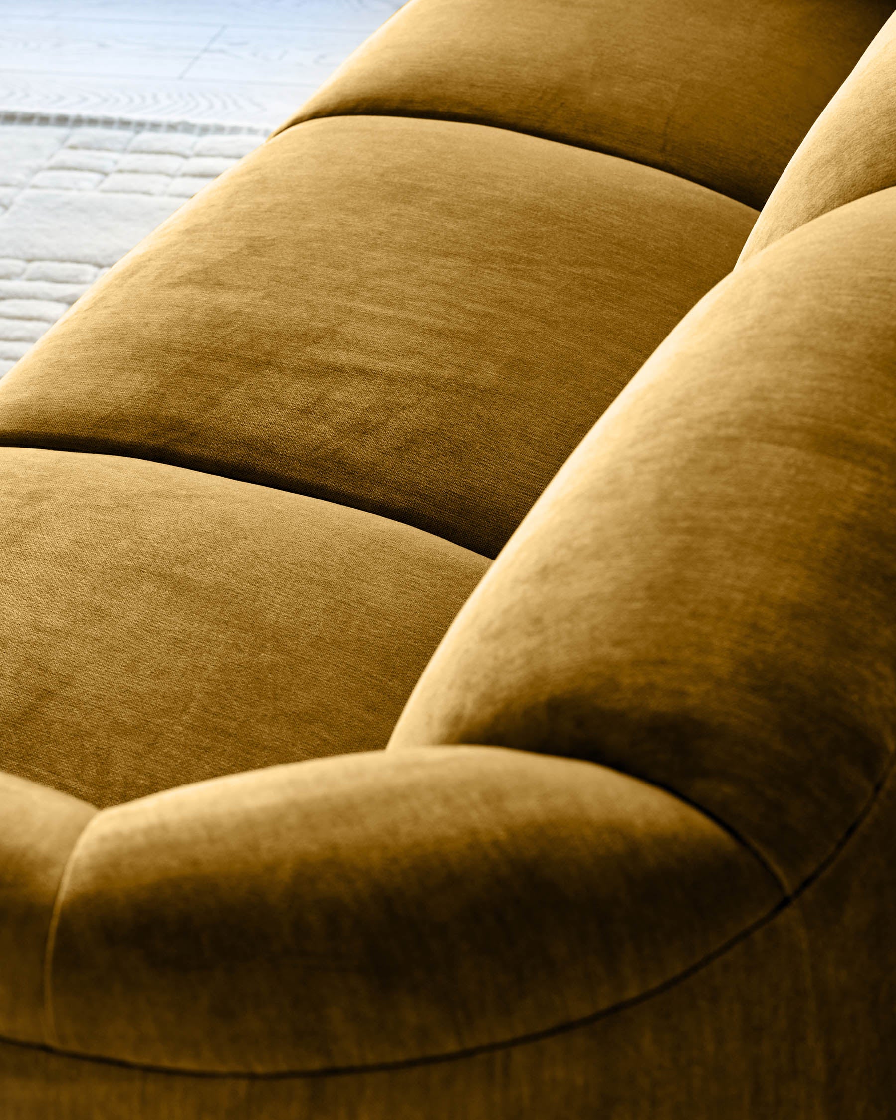 Teagan ochre fabric 3 seater sofa - Image 6