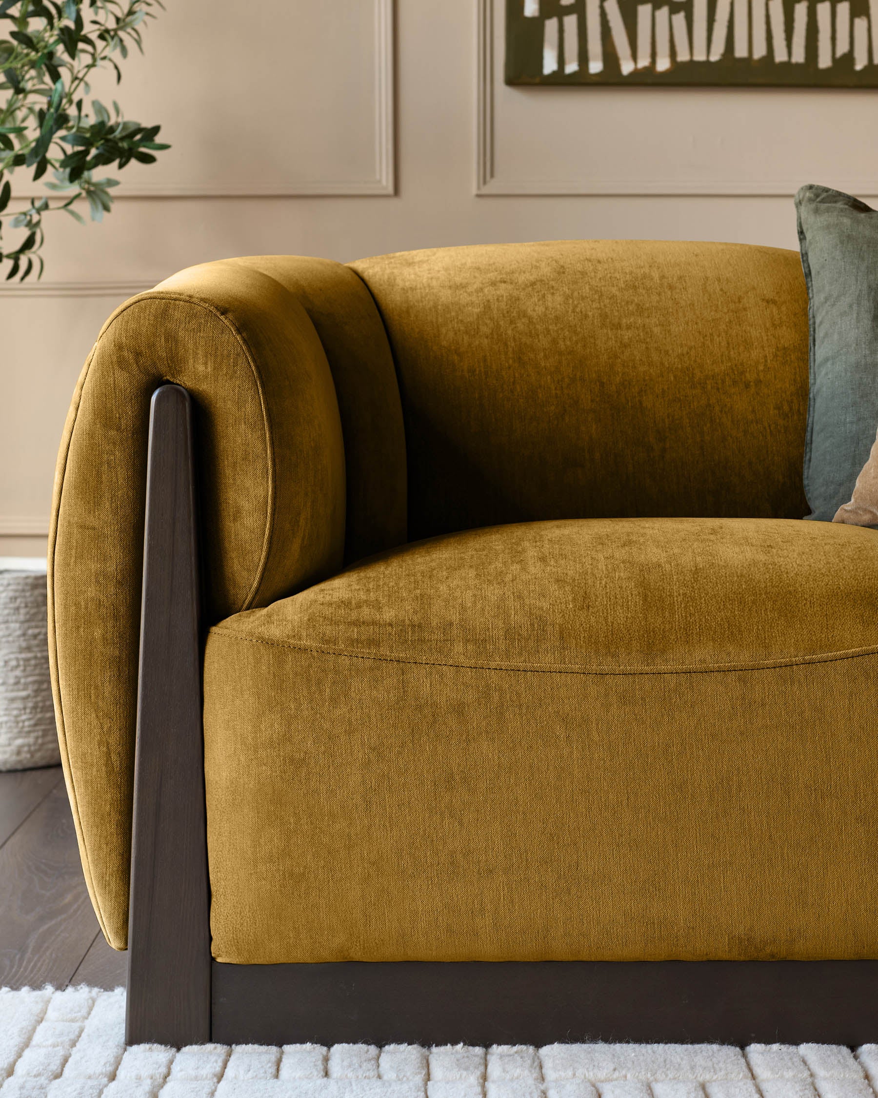 Teagan ochre fabric 3 seater sofa - Image 7