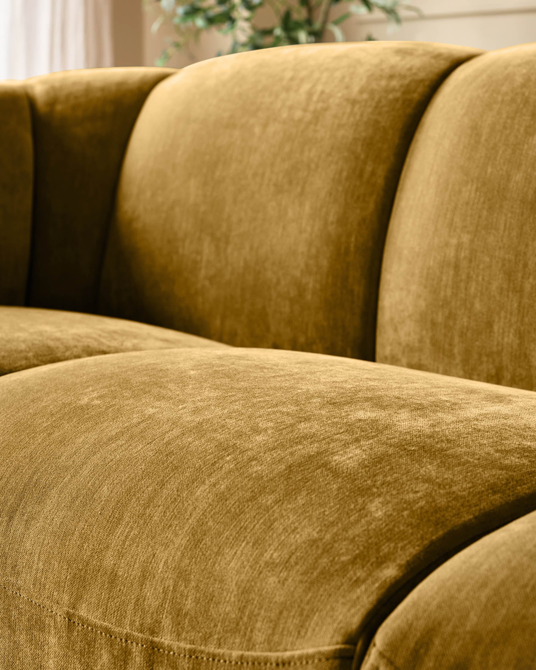 Teagan ochre fabric 3 seater sofa - Image 8
