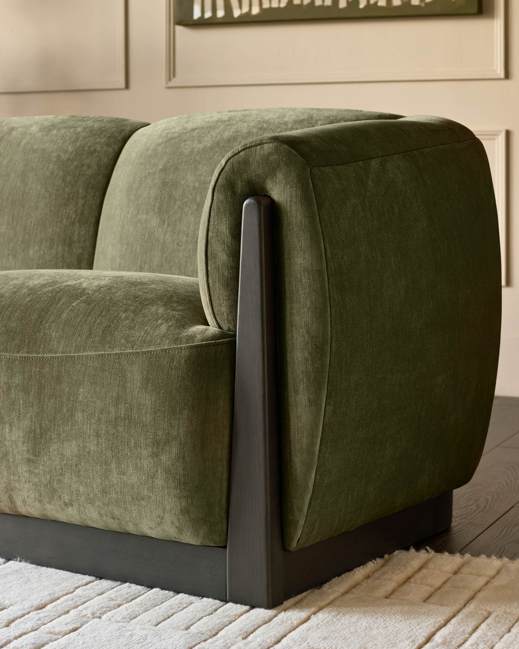 Teagan olive green fabric 3 seater sofa - Image 4