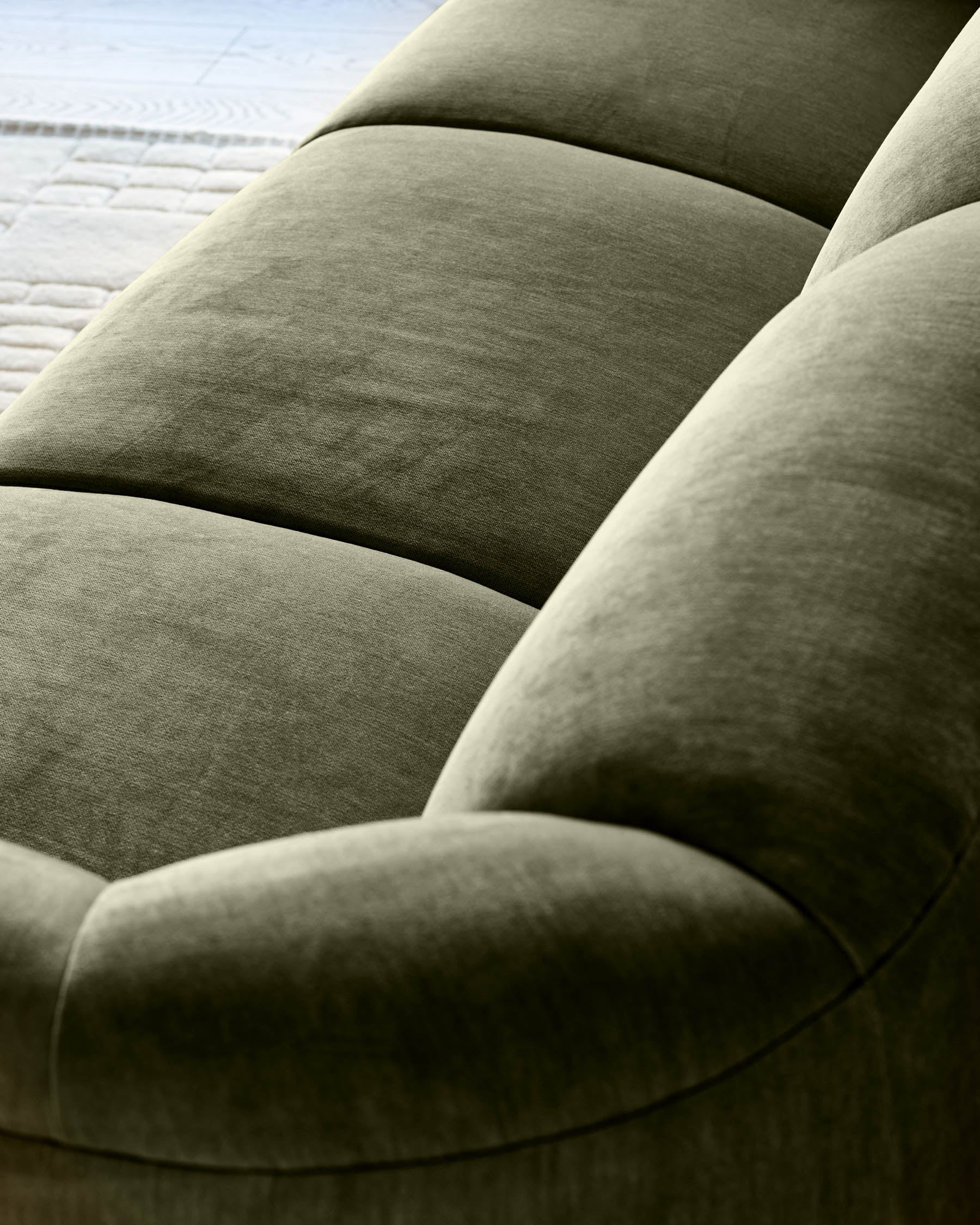 Teagan olive green fabric 3 seater sofa - Image 5