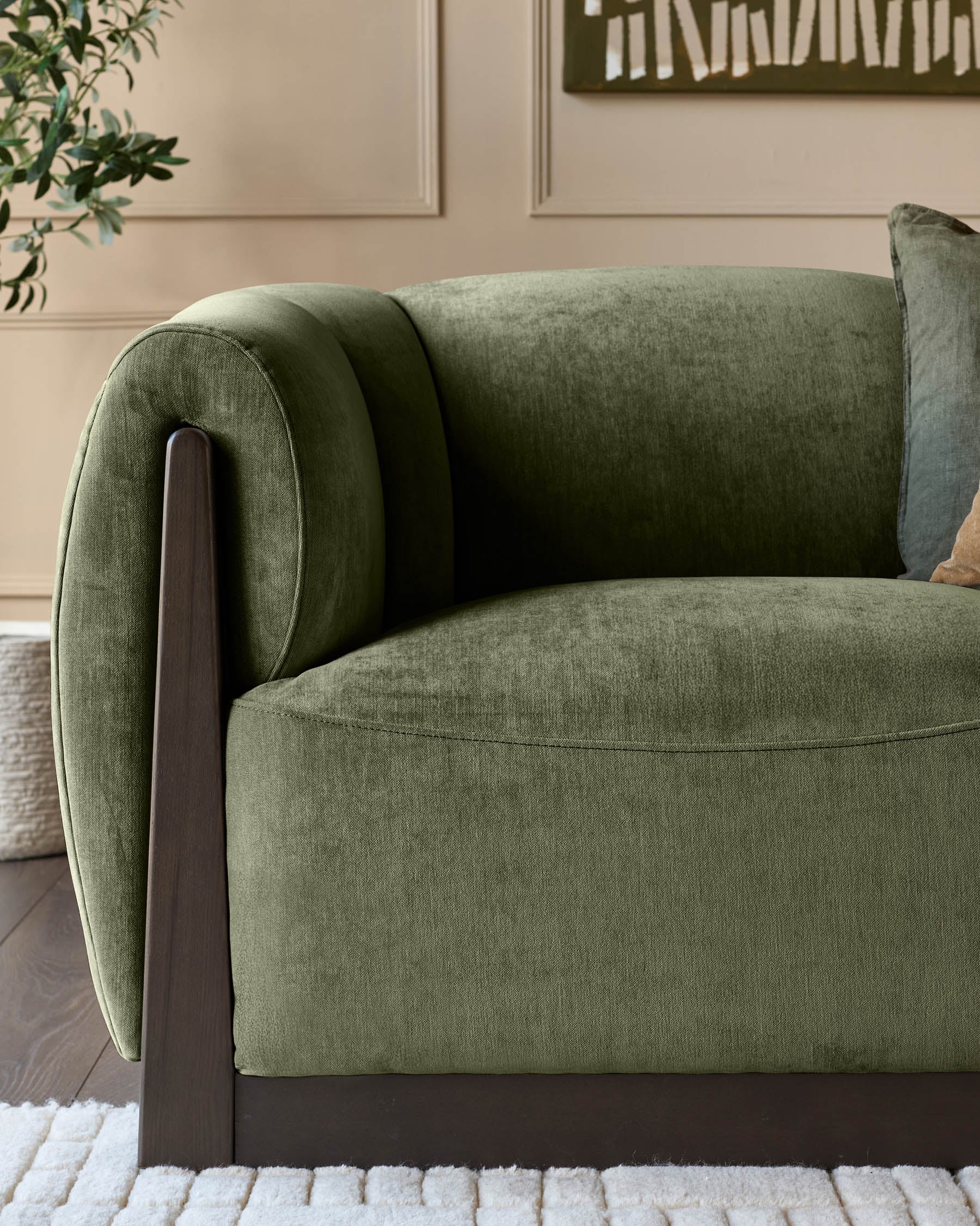 Teagan olive green fabric 3 seater sofa - Image 6