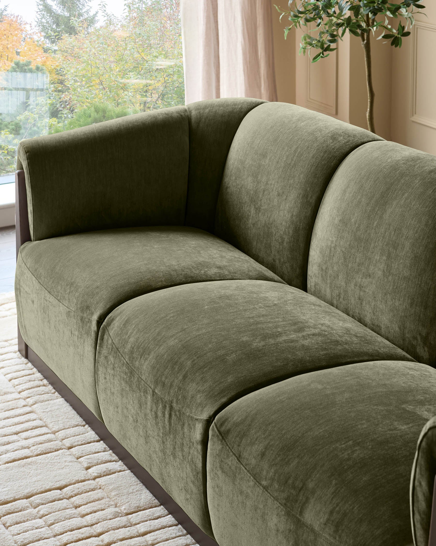 Teagan olive green fabric 3 seater sofa - Image 7