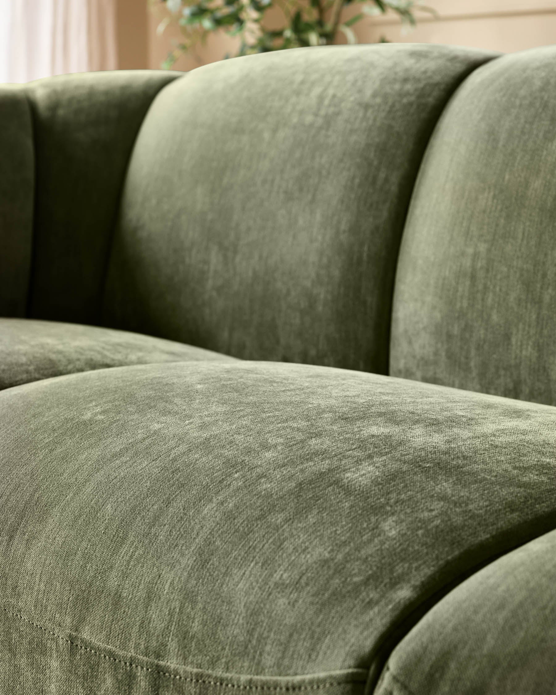 Teagan olive green fabric 3 seater sofa - Image 8