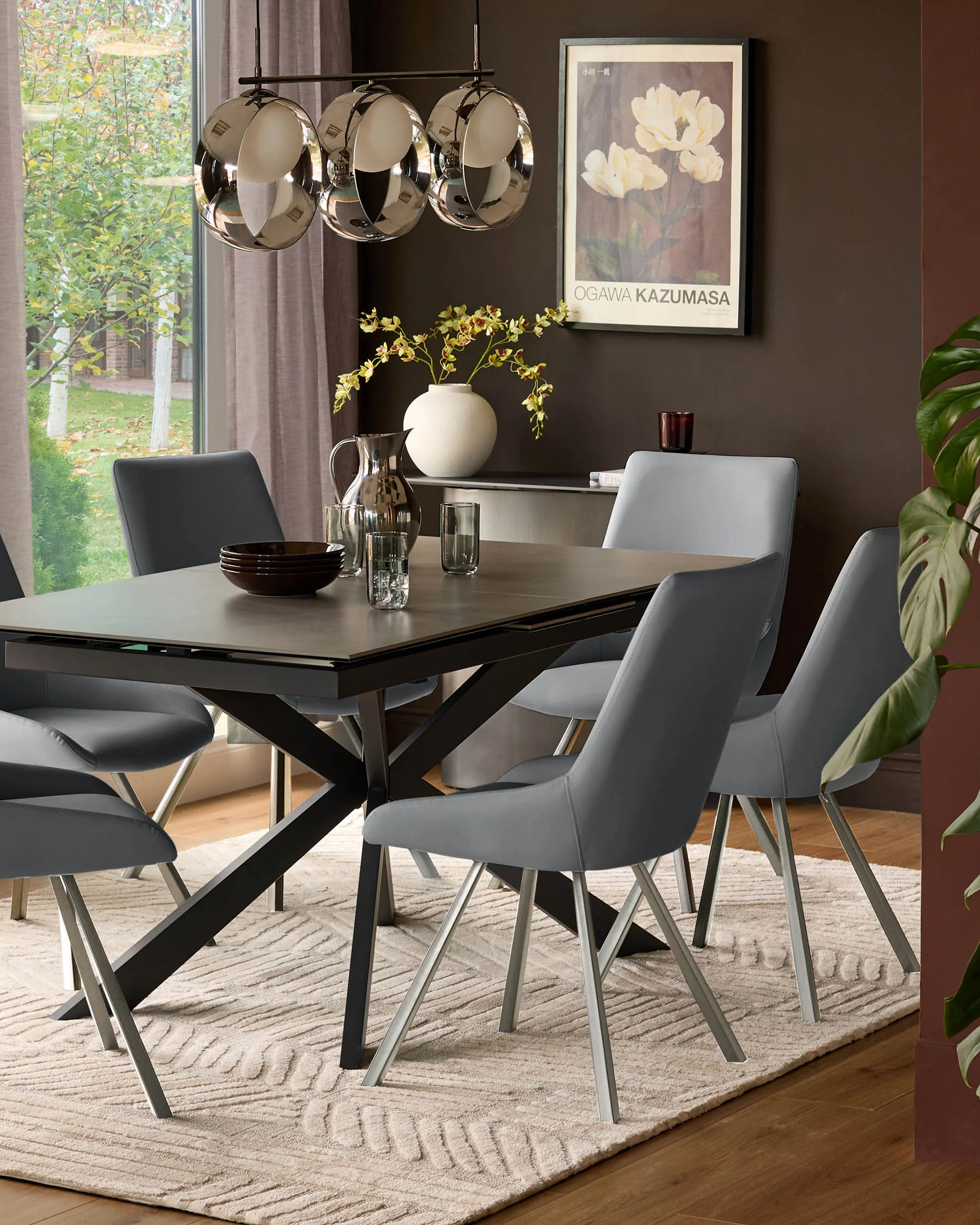 Theo Mid Grey Faux Leather Dining Chair - Image 4