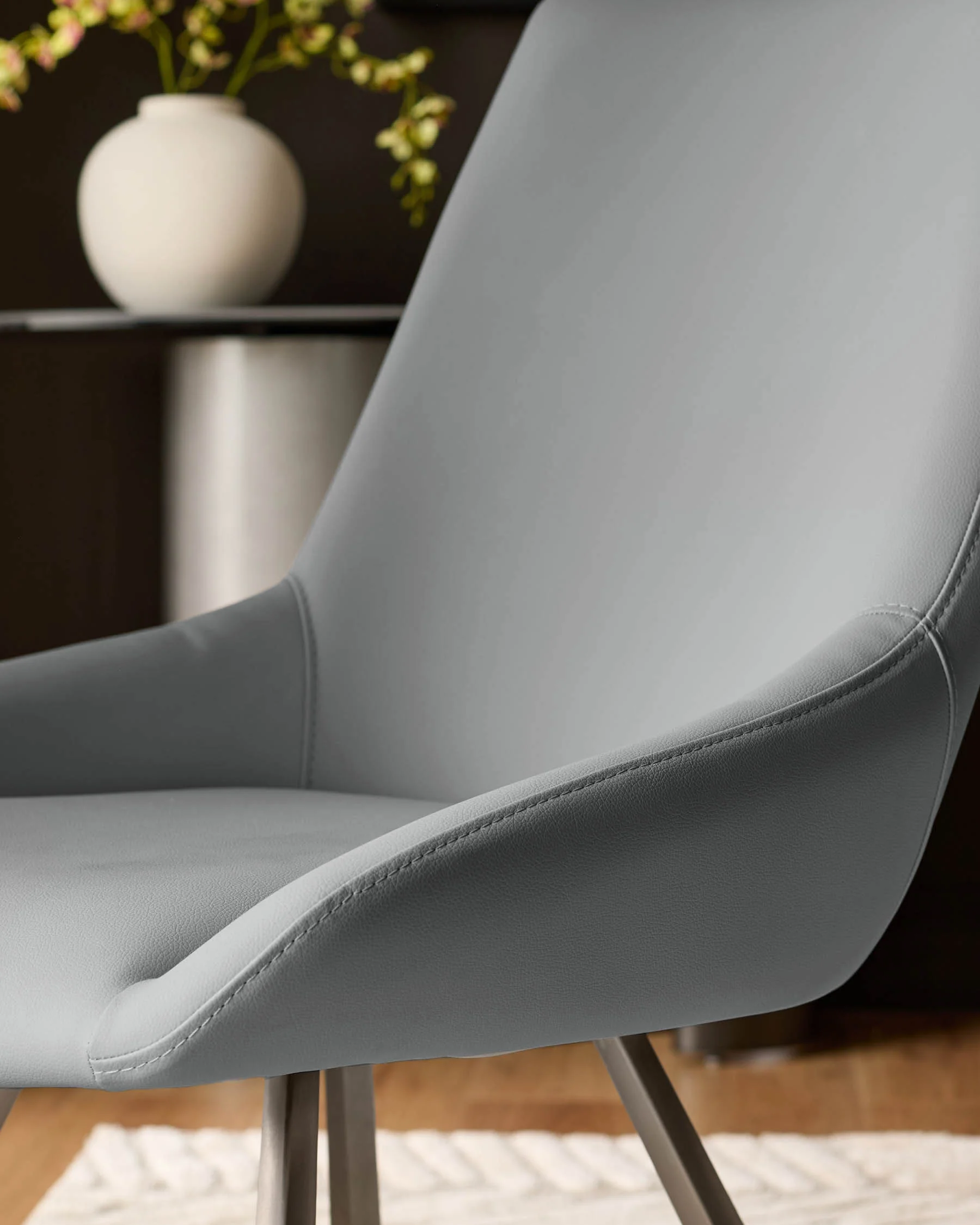 Theo Mid Grey Faux Leather Dining Chair - Image 5