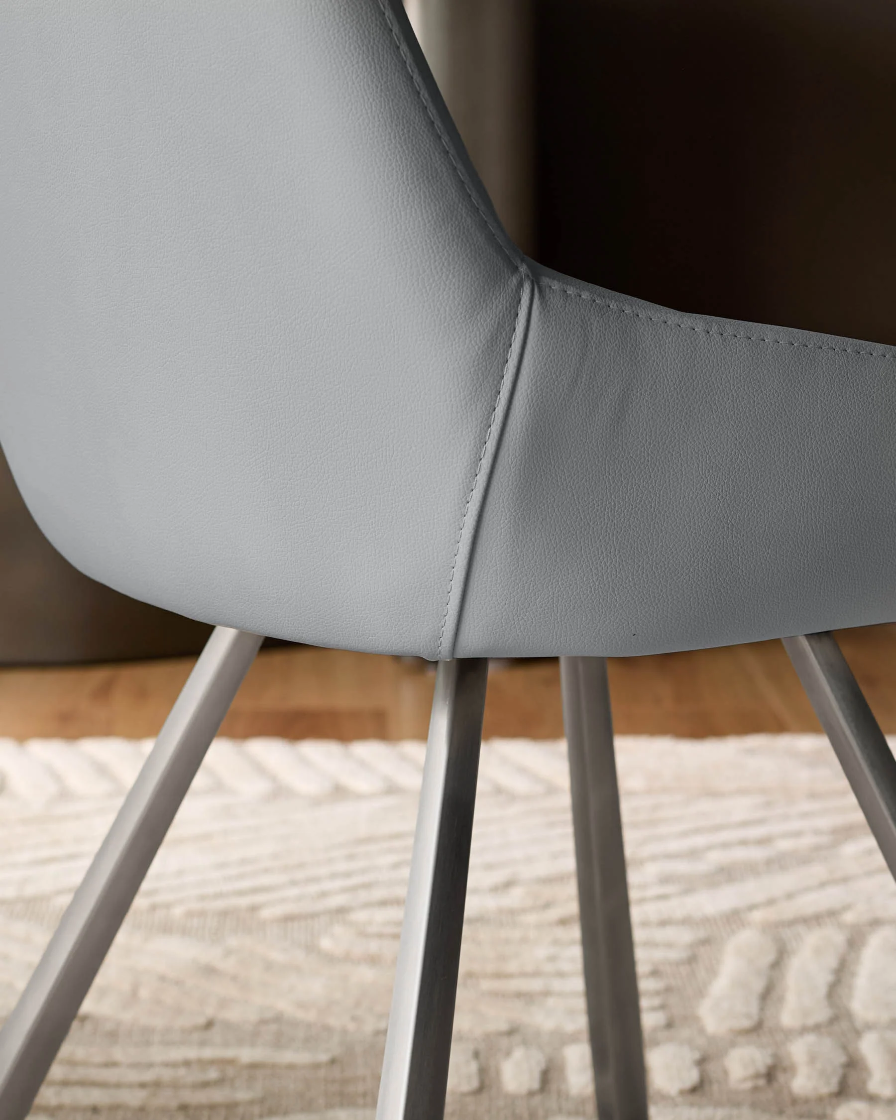 Theo Mid Grey Faux Leather Dining Chair - Image 7