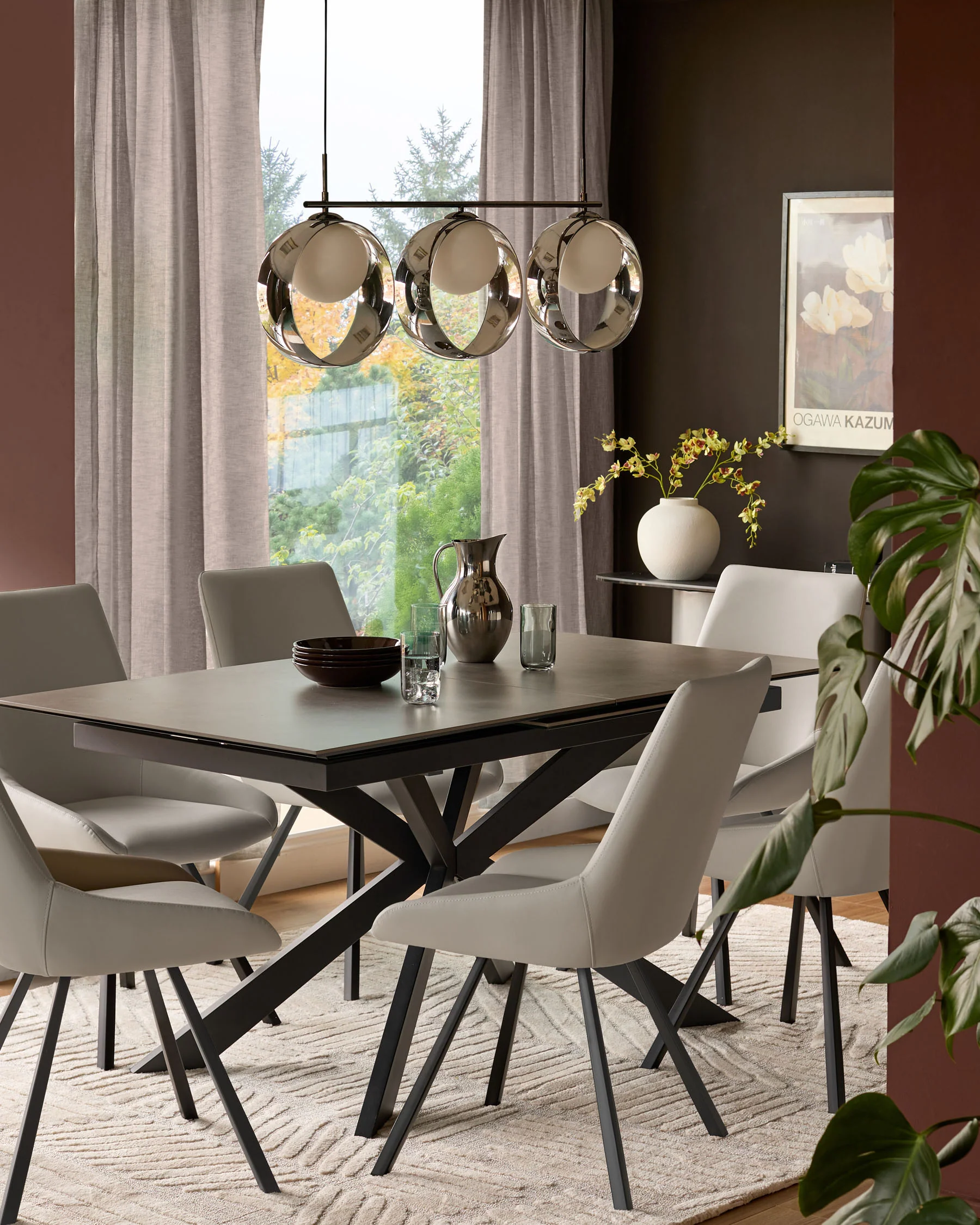 Theo Light Grey Faux Leather Dining Chair With Black Legs - Image 4